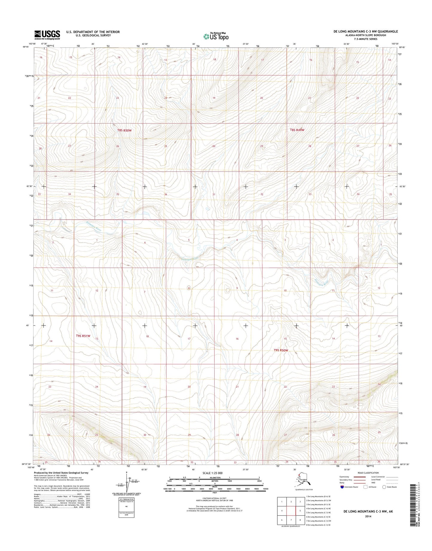 De Long Mountains C-3 NW Alaska US Topo Map Image