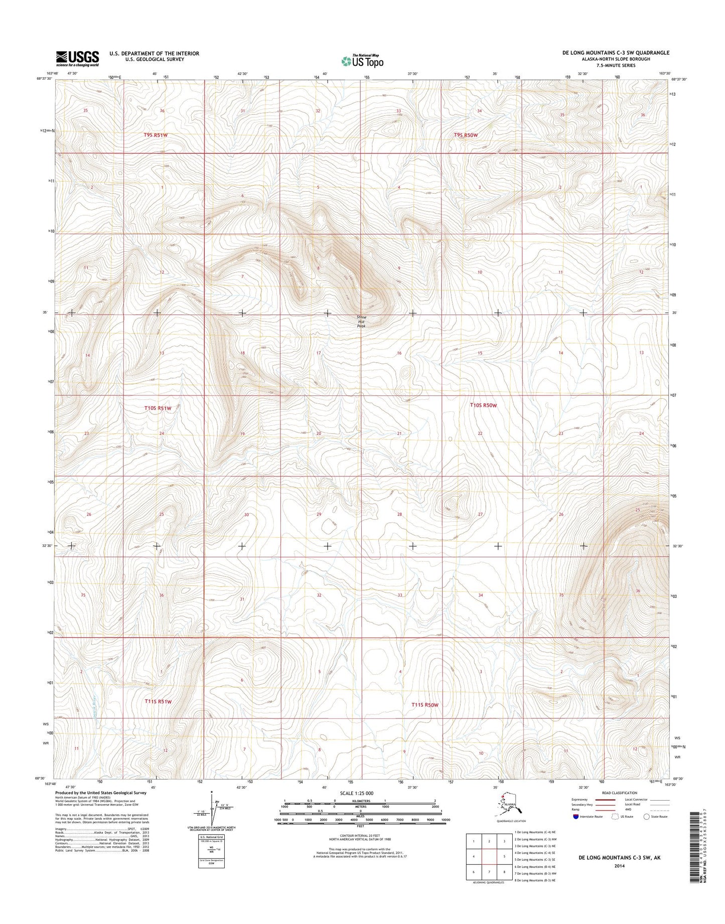 De Long Mountains C-3 SW Alaska US Topo Map Image
