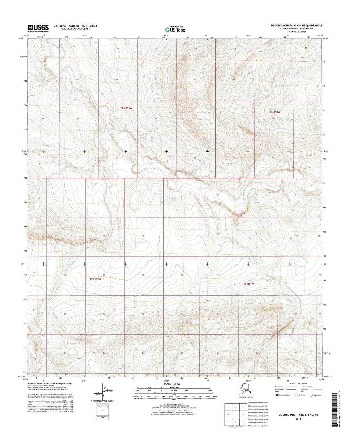 De Long Mountains C-4 NE Alaska US Topo Map Image