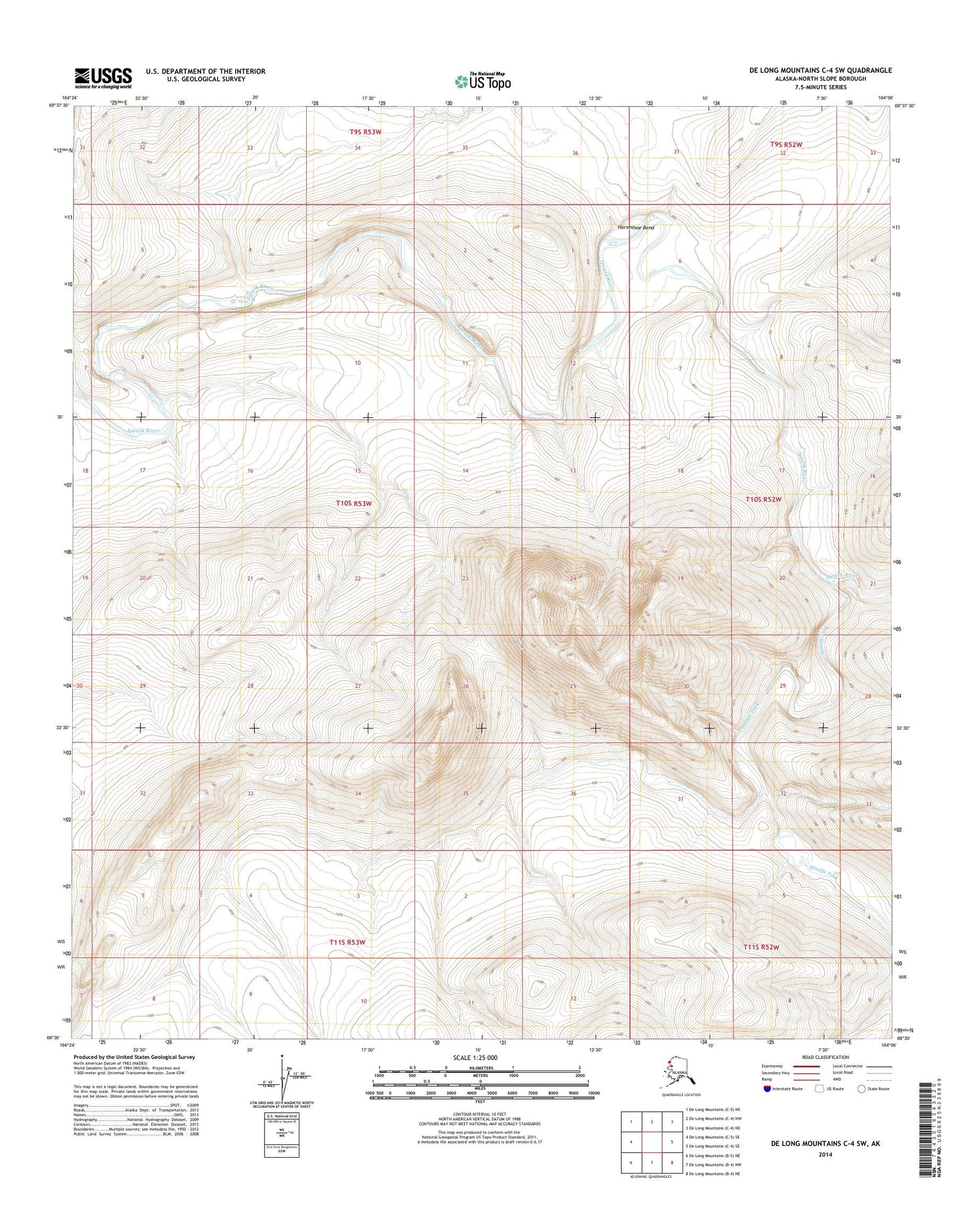 De Long Mountains C-4 SW Alaska US Topo Map Image