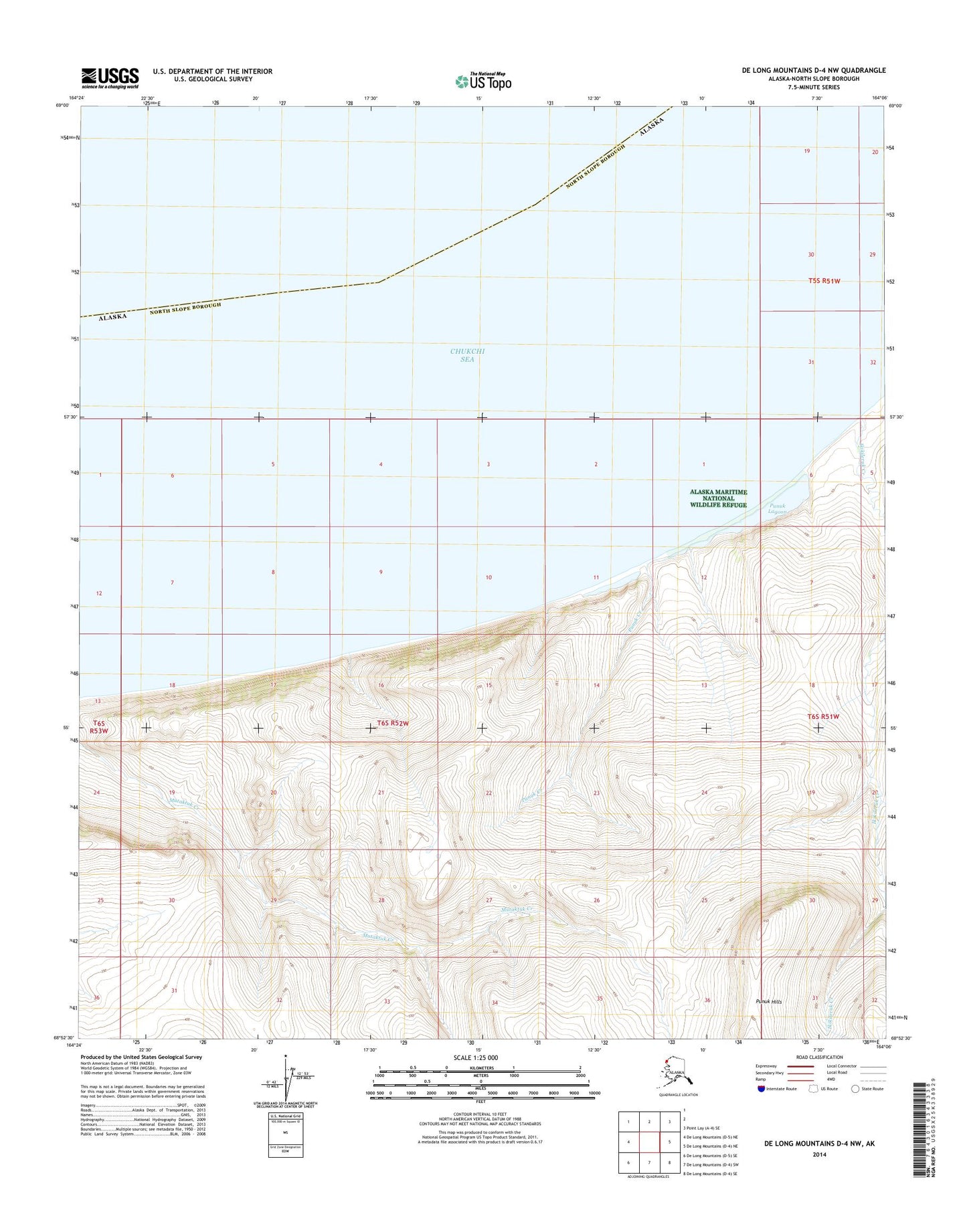 De Long Mountains D-4 NW Alaska US Topo Map Image