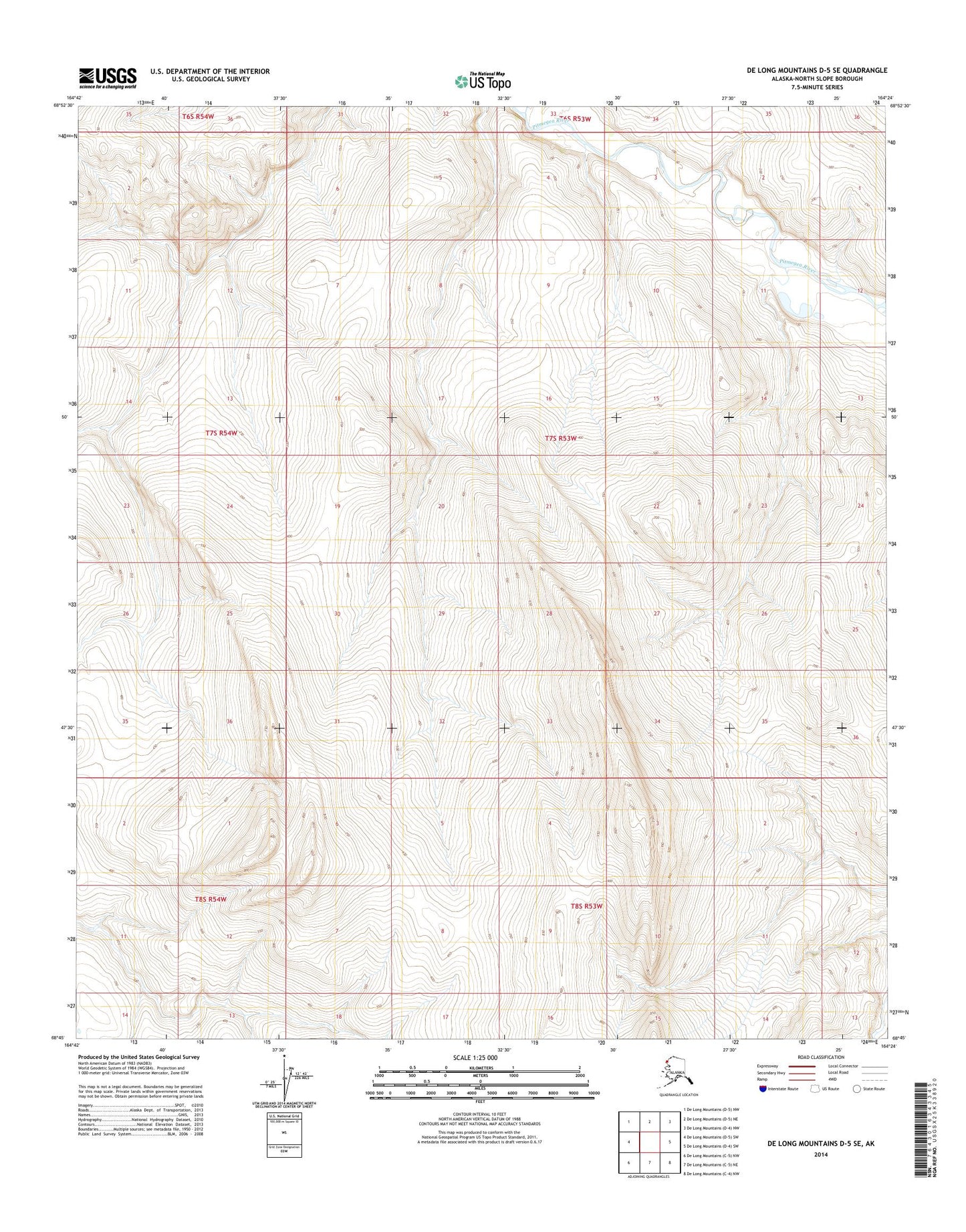 De Long Mountains D-5 SE Alaska US Topo Map Image