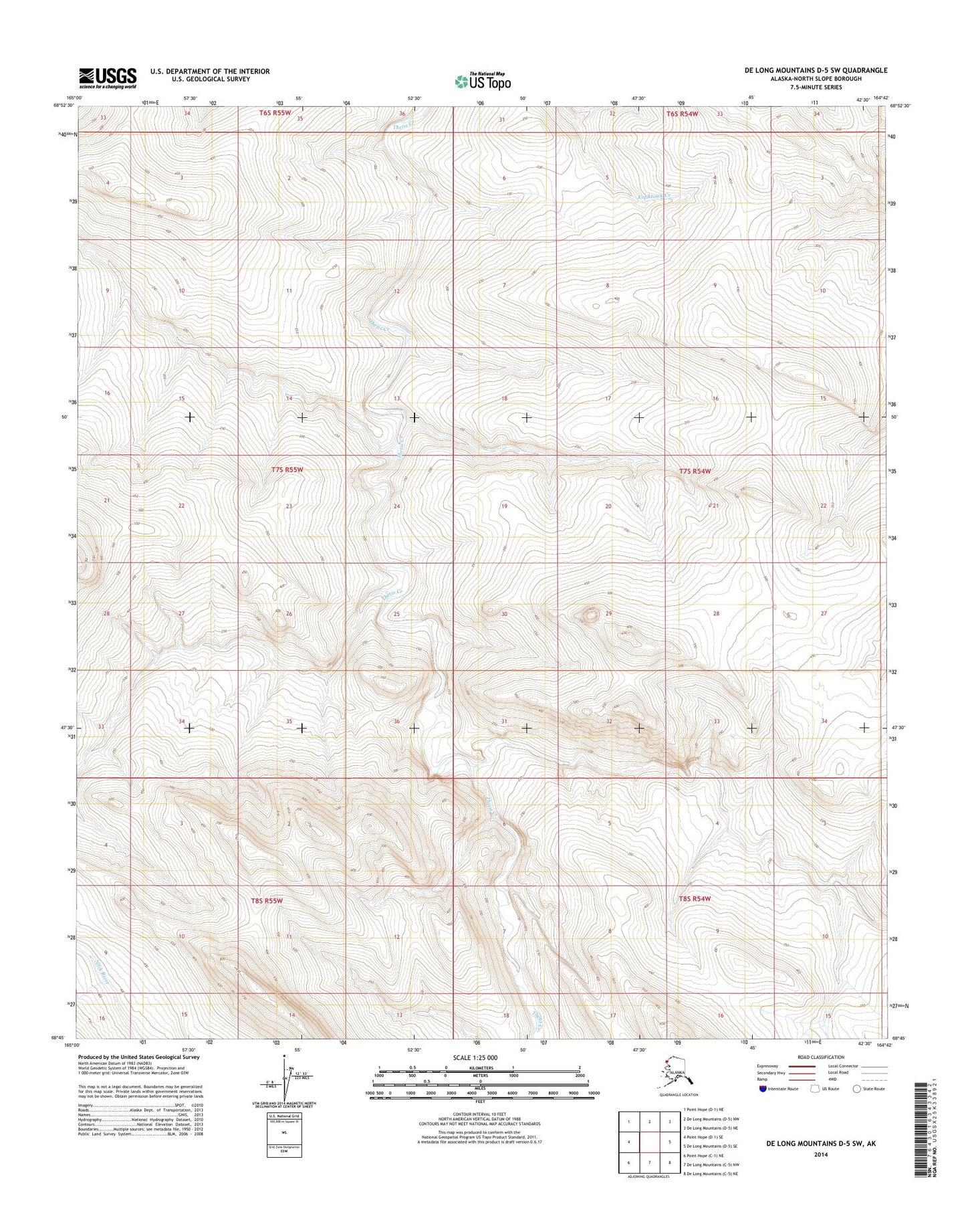 De Long Mountains D-5 SW Alaska US Topo Map Image