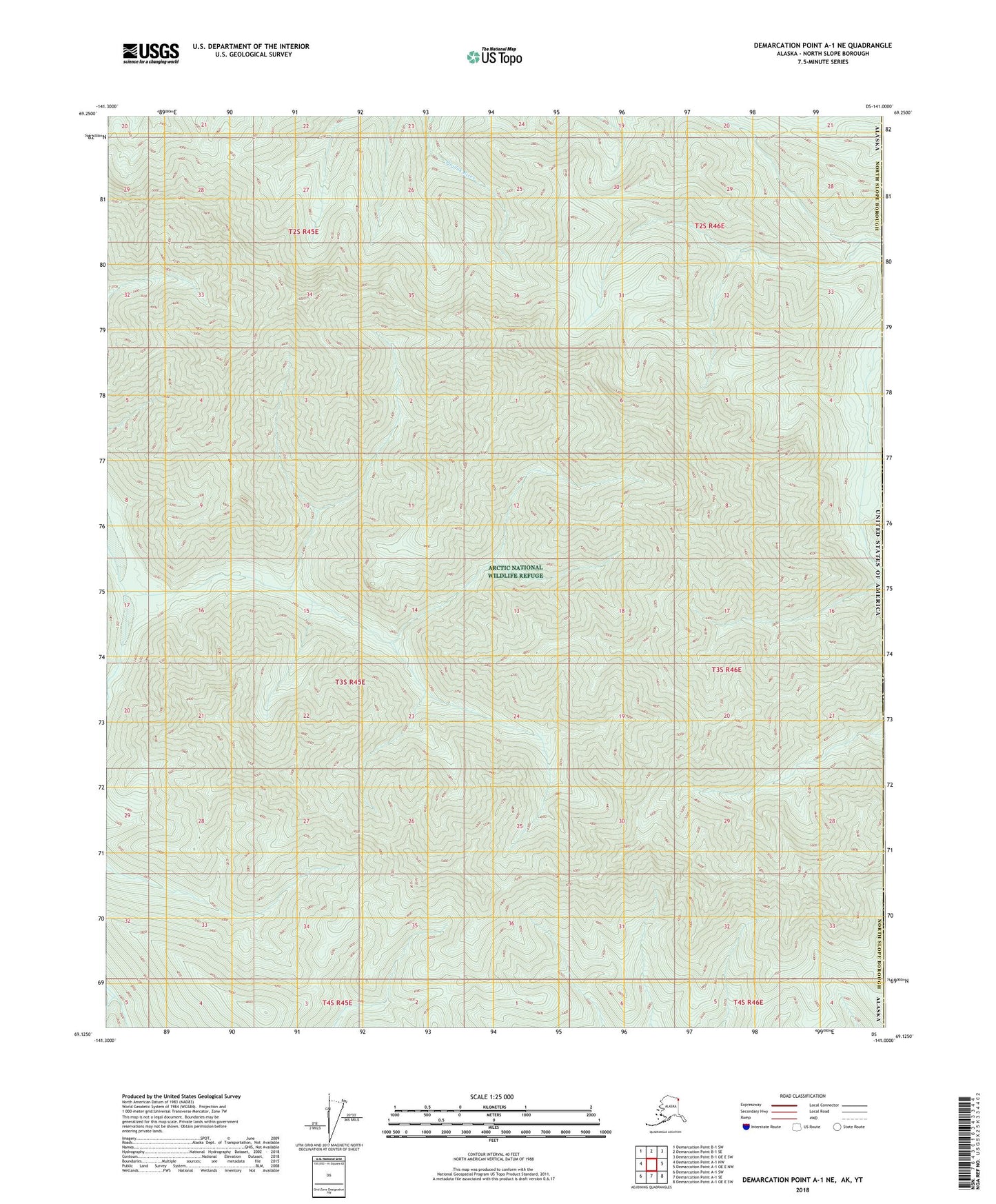 Demarcation Point A-1 NE Alaska US Topo Map Image