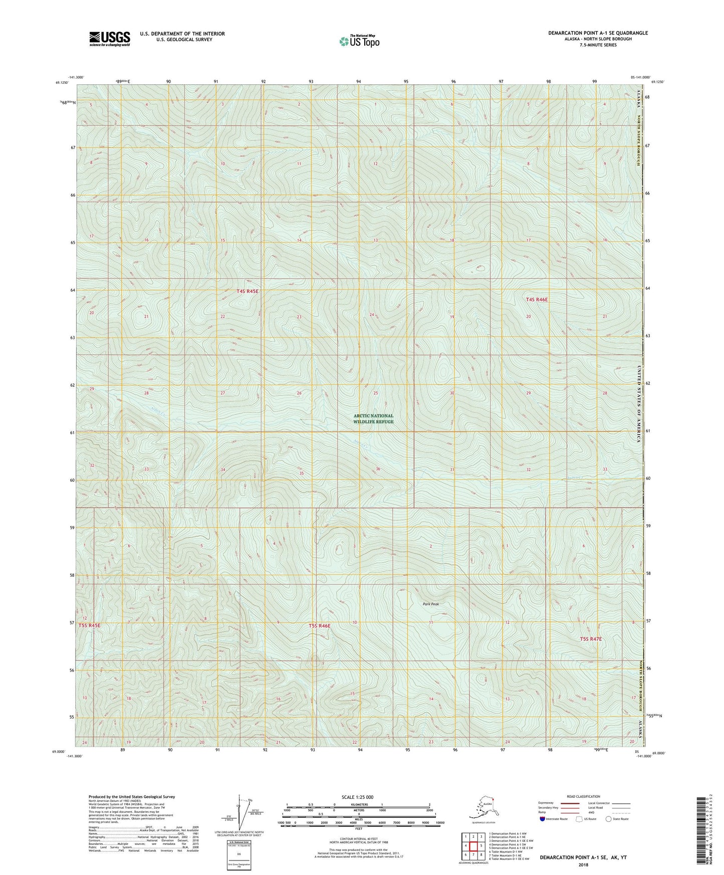 Demarcation Point A-1 SE Alaska US Topo Map Image