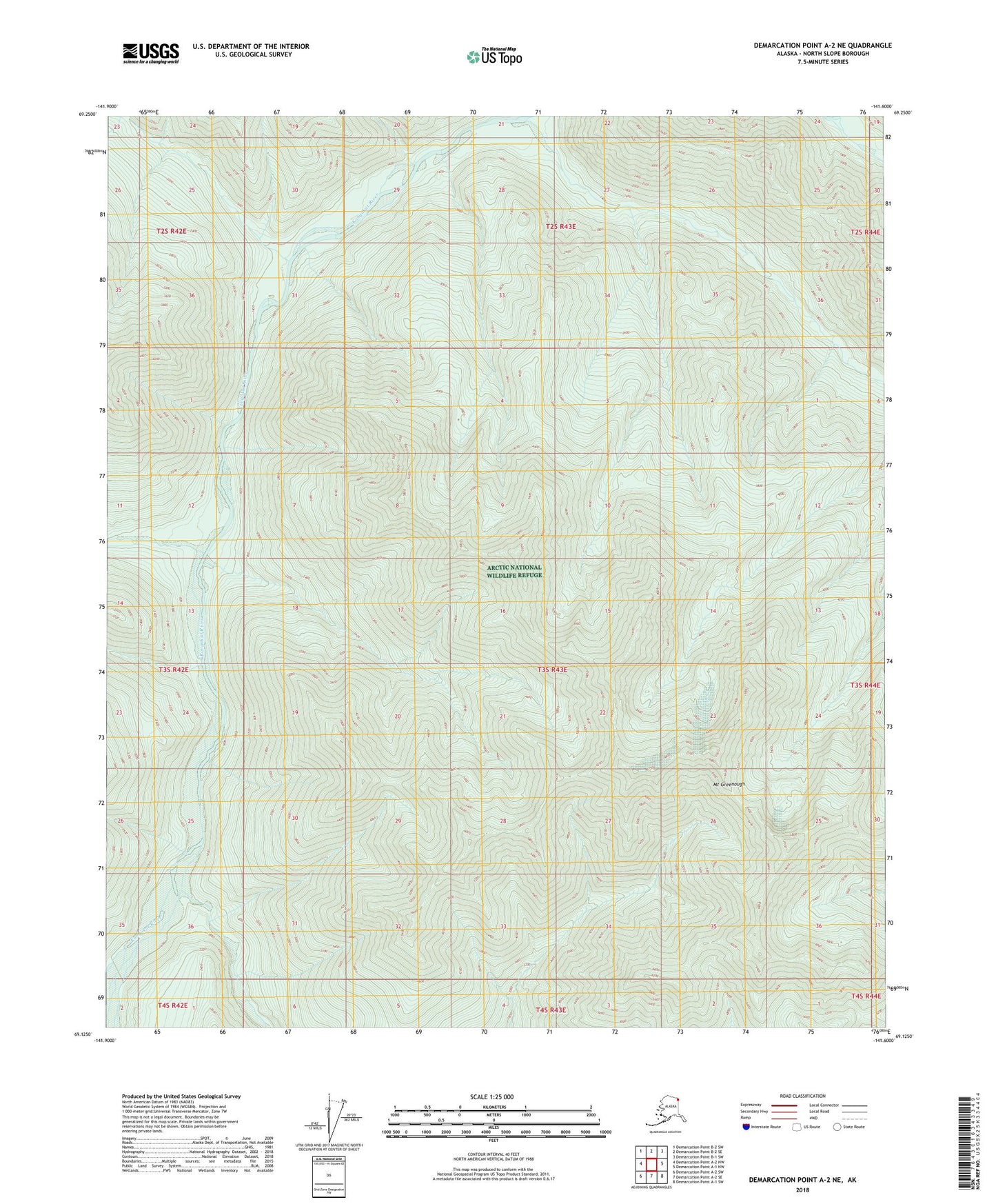 Demarcation Point A-2 NE Alaska US Topo Map Image