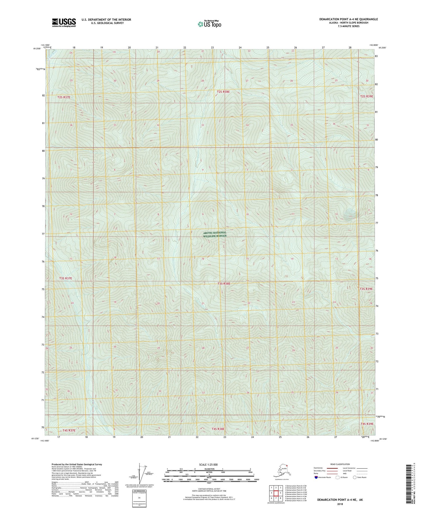 Demarcation Point A-4 NE Alaska US Topo Map Image