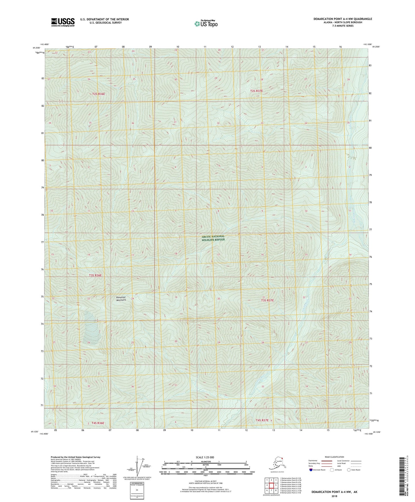 Demarcation Point A-4 NW Alaska US Topo Map Image
