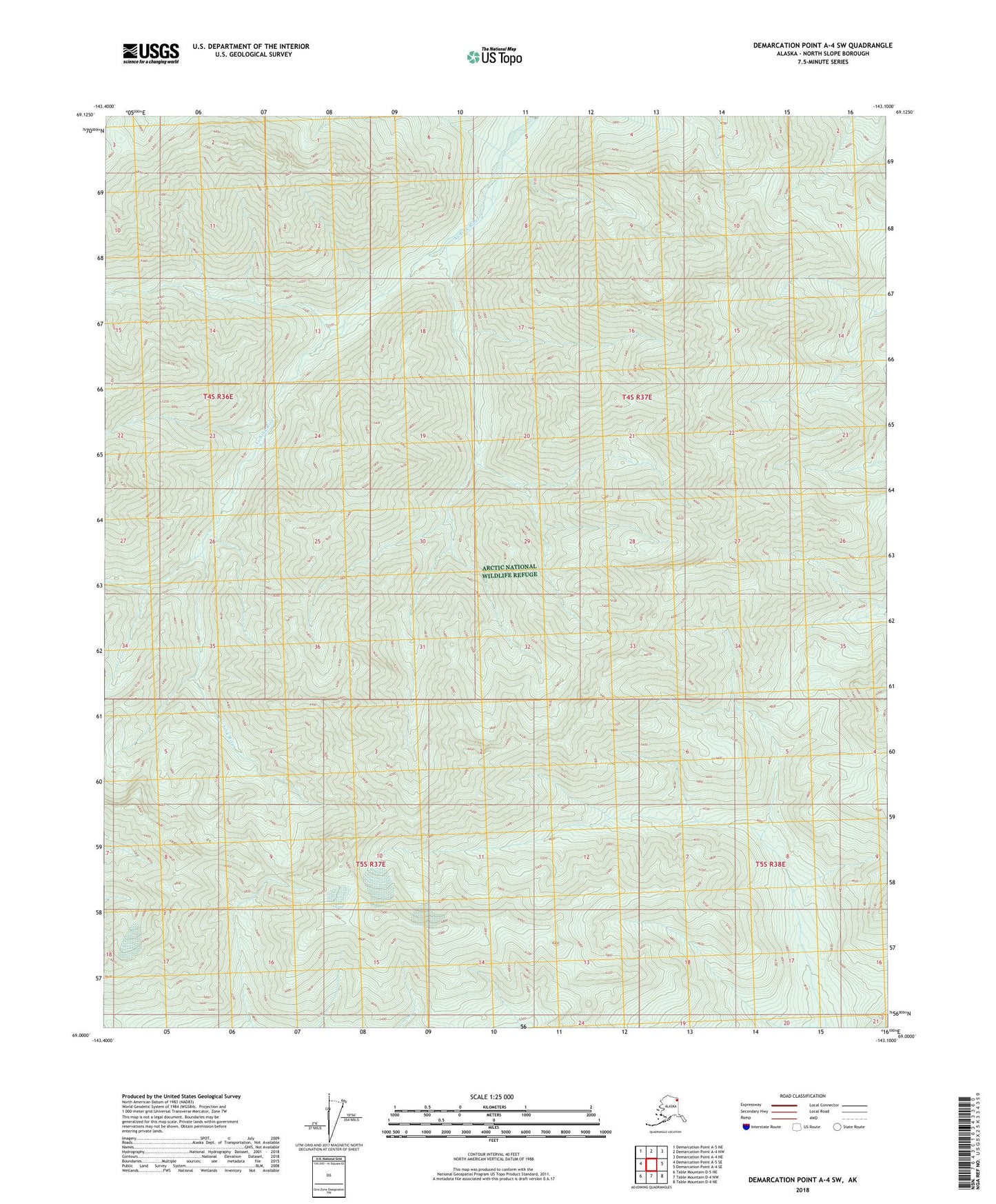 Demarcation Point A-4 SW Alaska US Topo Map Image