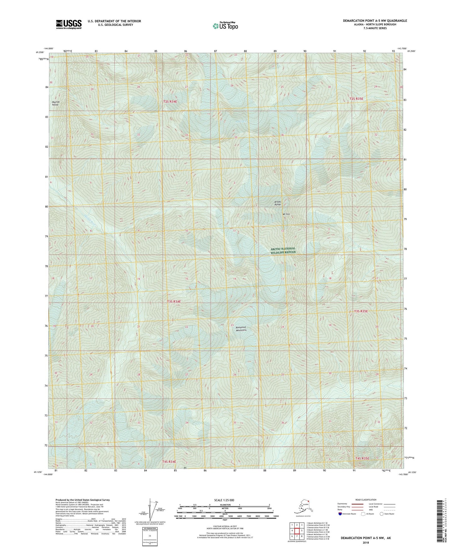 Demarcation Point A-5 NW Alaska US Topo Map Image