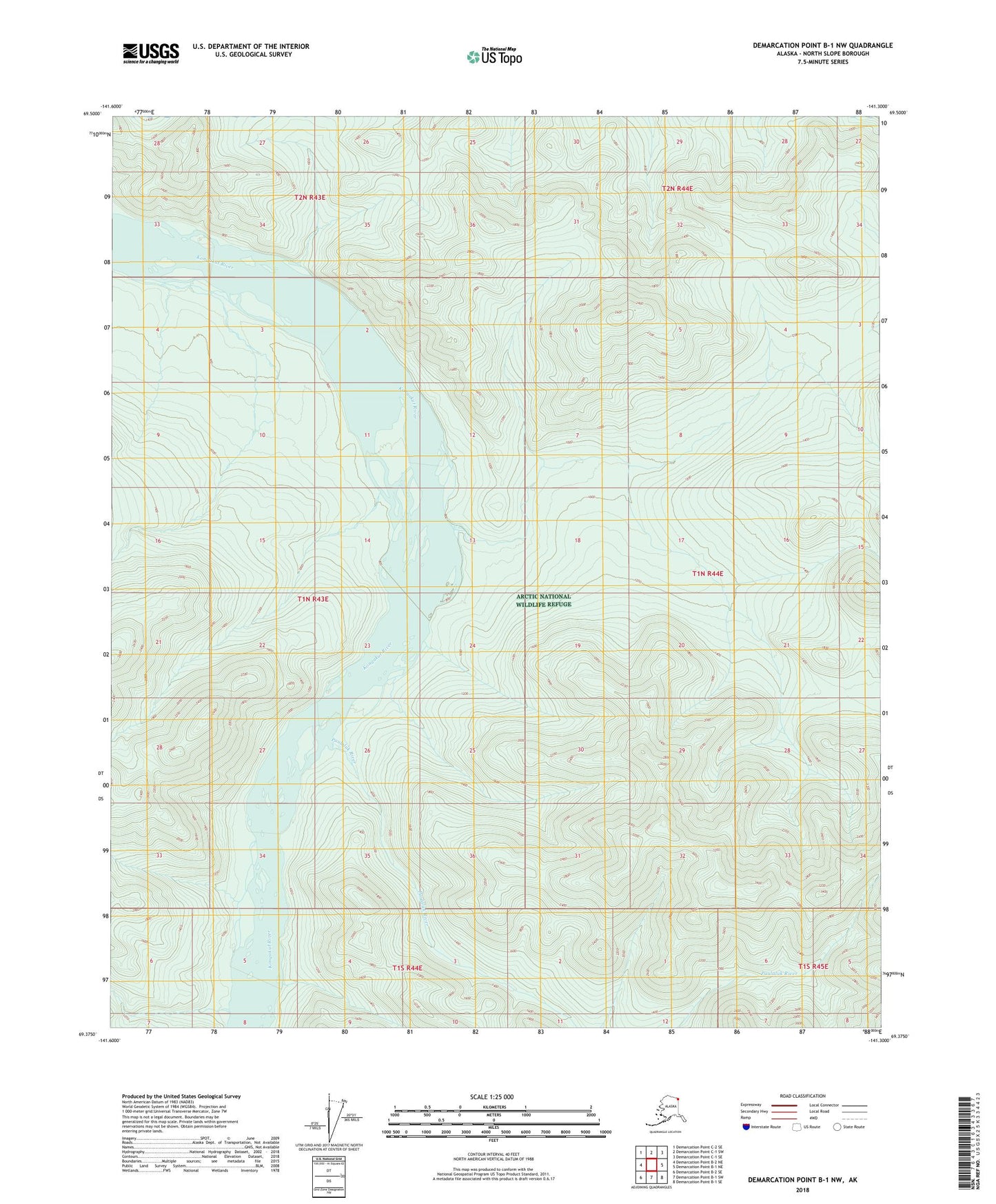 Demarcation Point B-1 NW Alaska US Topo Map Image