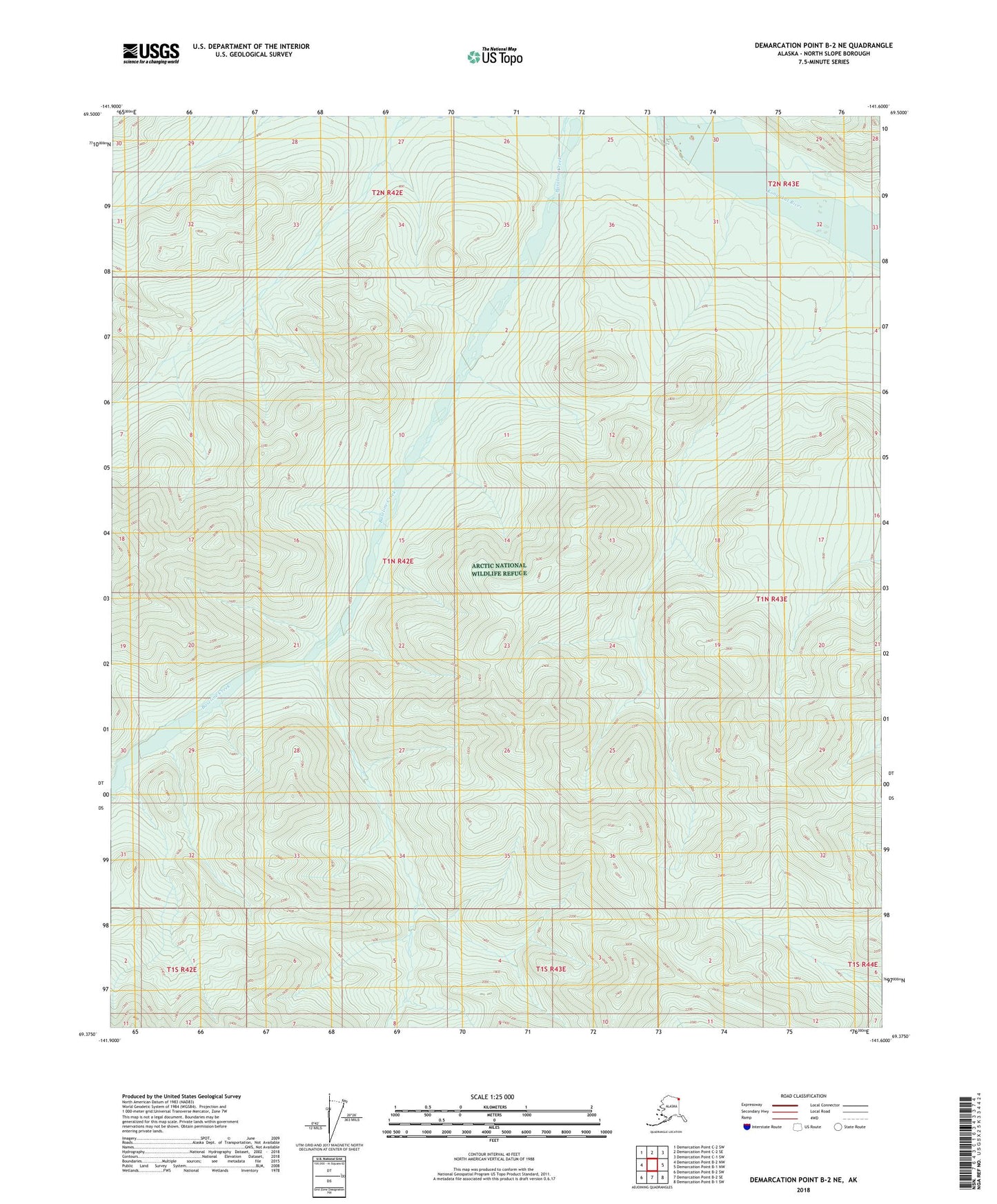 Demarcation Point B-2 NE Alaska US Topo Map Image