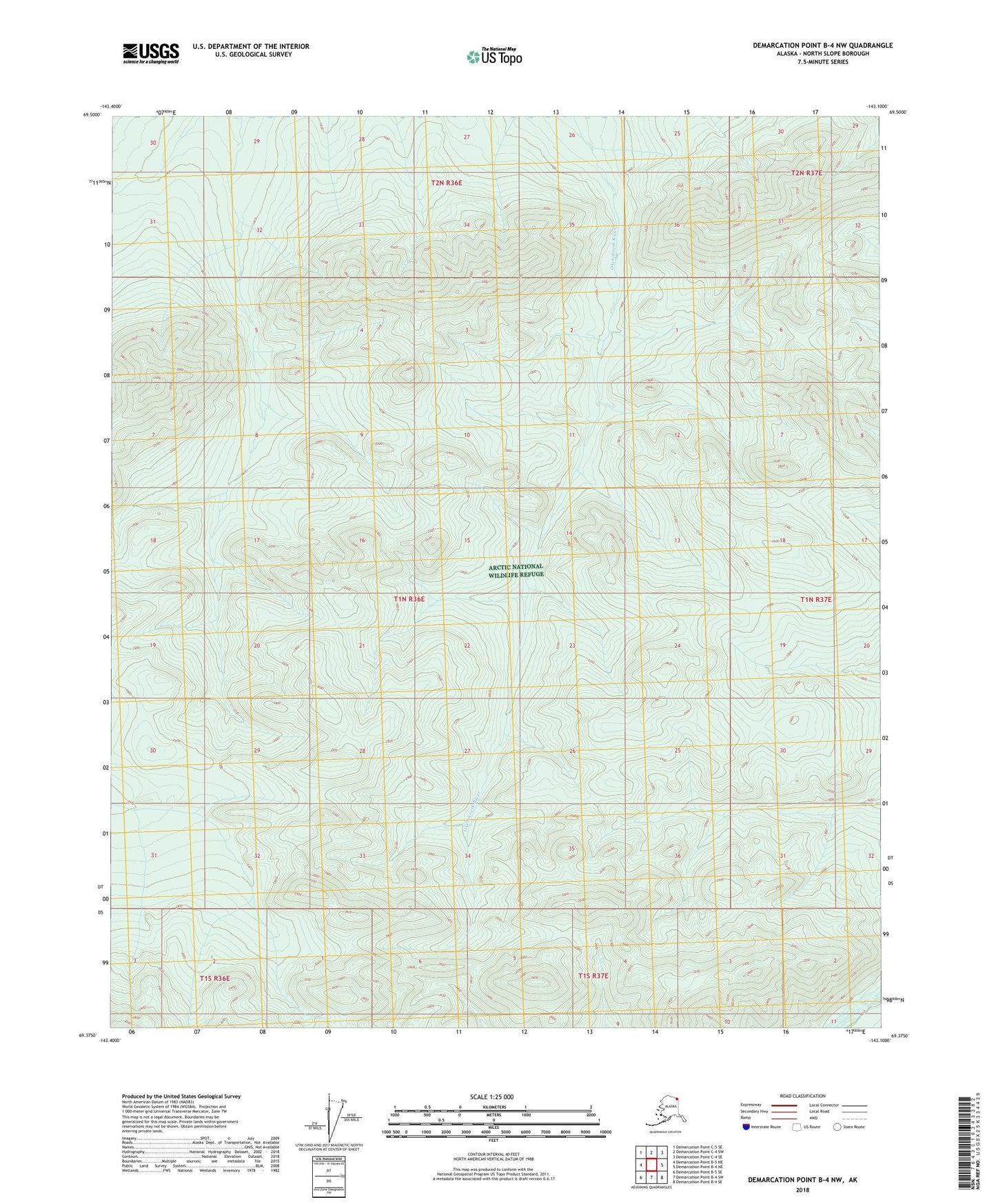Demarcation Point B-4 NW Alaska US Topo Map Image