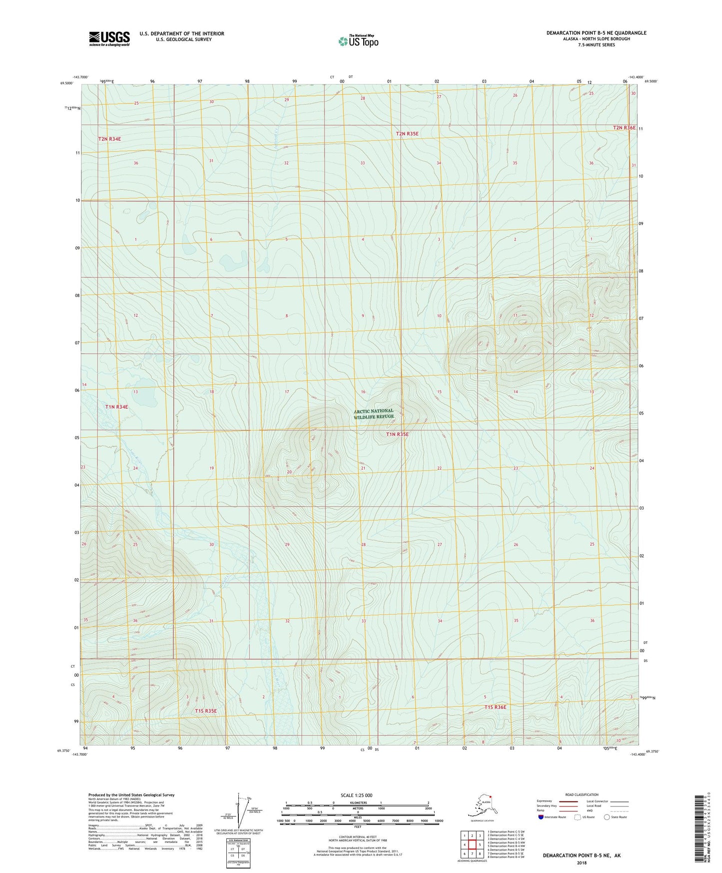 Demarcation Point B-5 NE Alaska US Topo Map Image