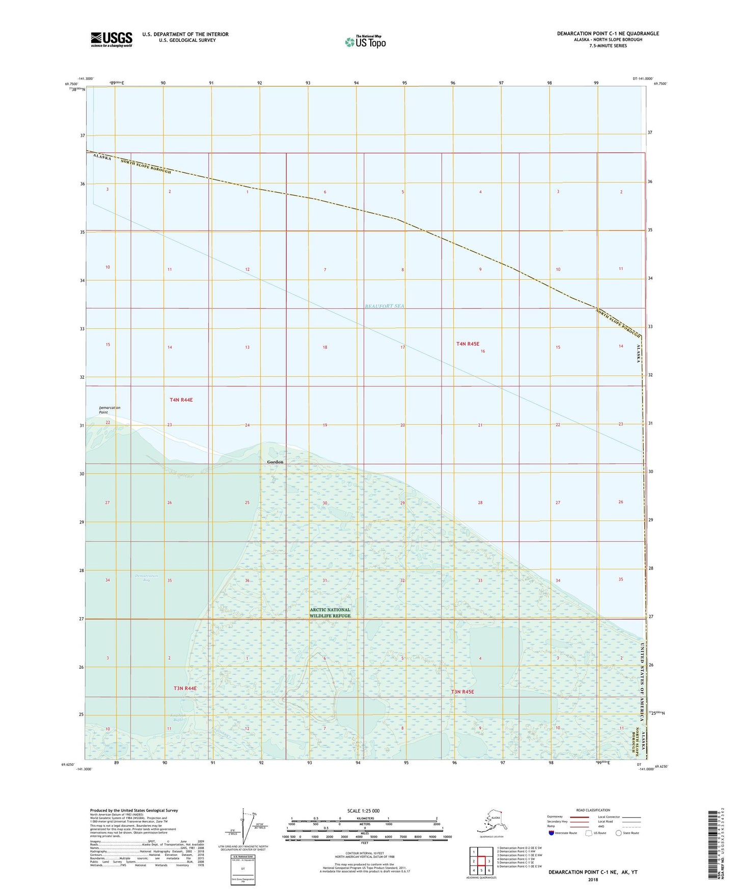 Demarcation Point C-1 NE Alaska US Topo Map Image