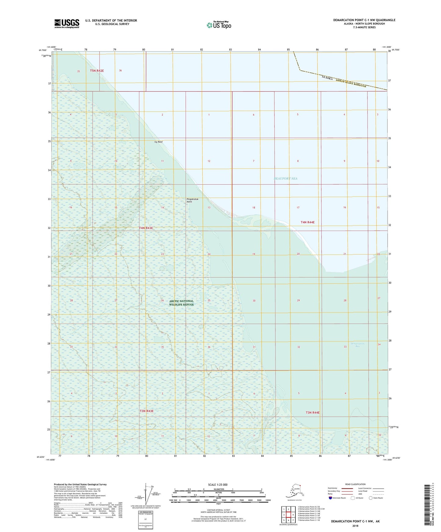 Demarcation Point C-1 NW Alaska US Topo Map Image