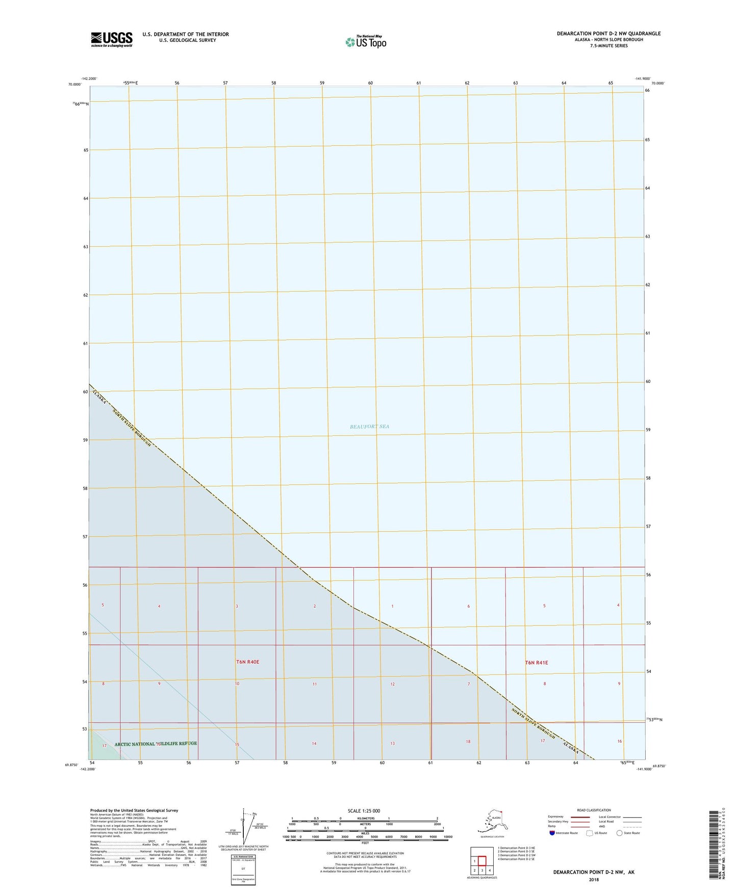Demarcation Point D-2 NW Alaska US Topo Map Image