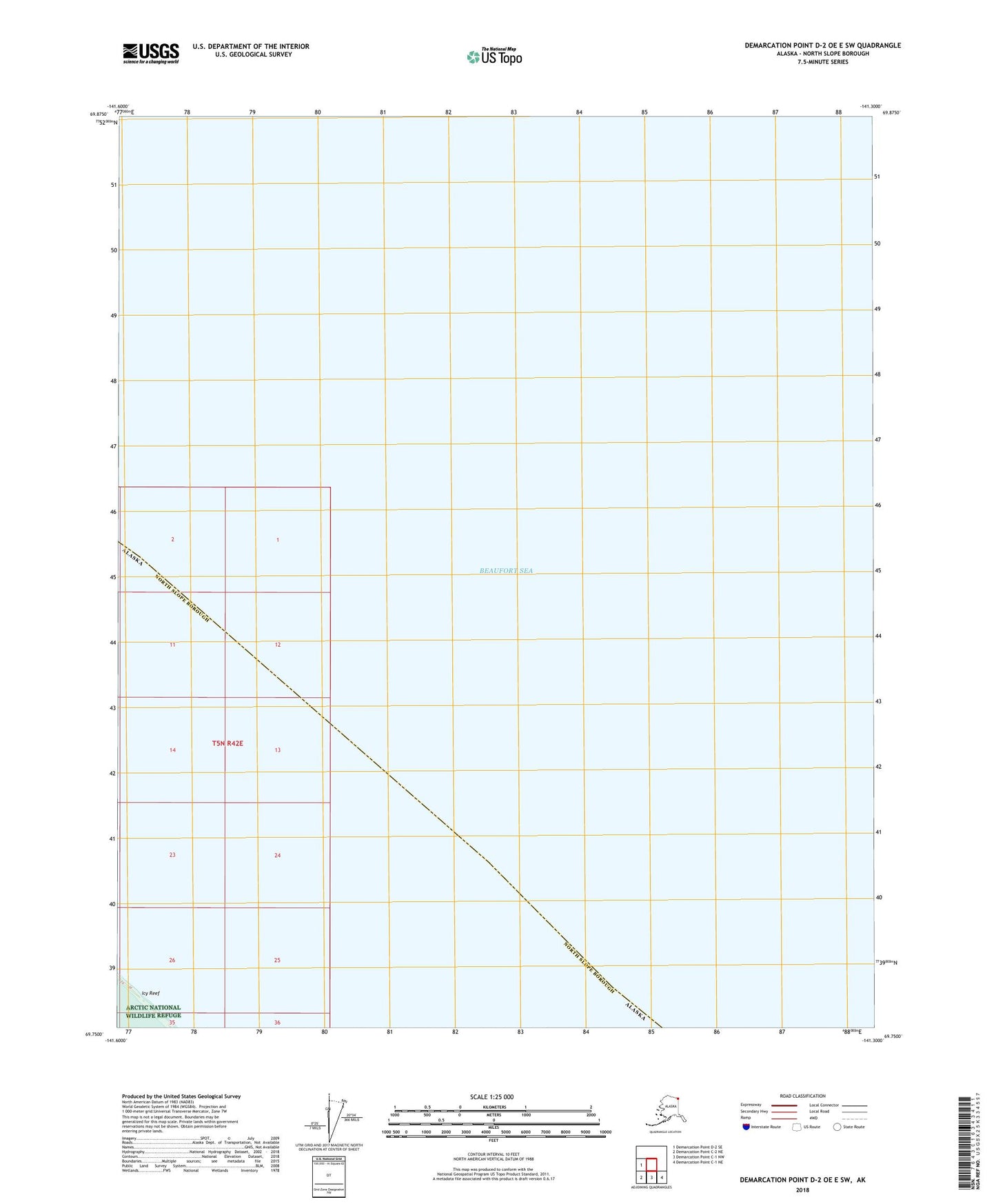 Demarcation Point D-2 OE E SW Alaska US Topo Map Image