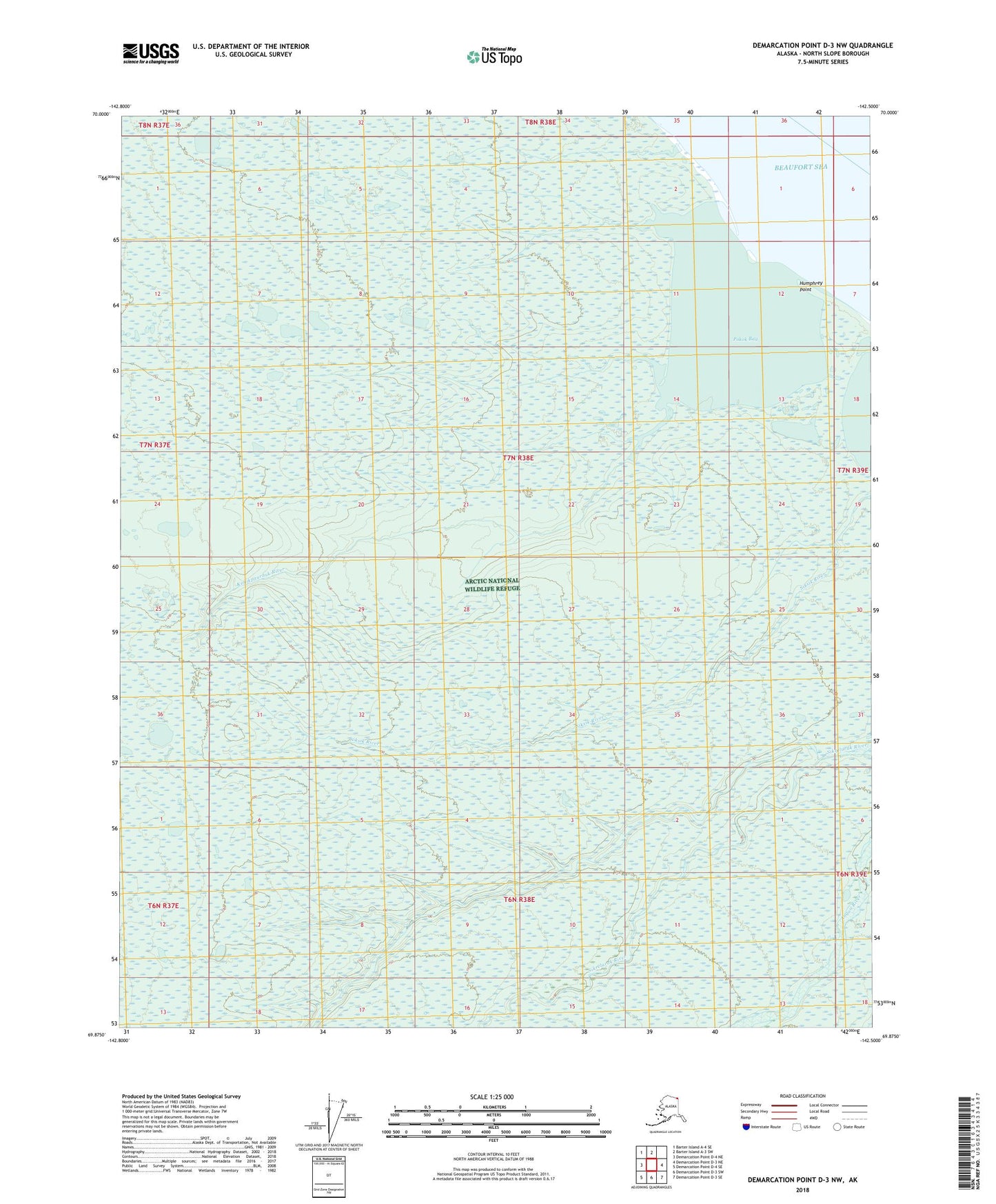 Demarcation Point D-3 NW Alaska US Topo Map Image