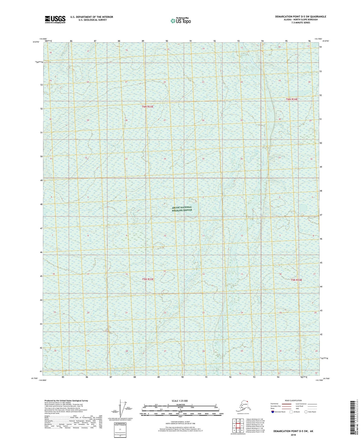 Demarcation Point D-5 SW Alaska US Topo Map Image