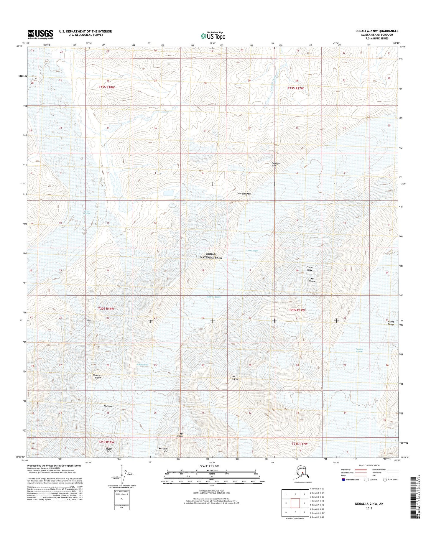 Denali A-2 NW Alaska US Topo Map Image