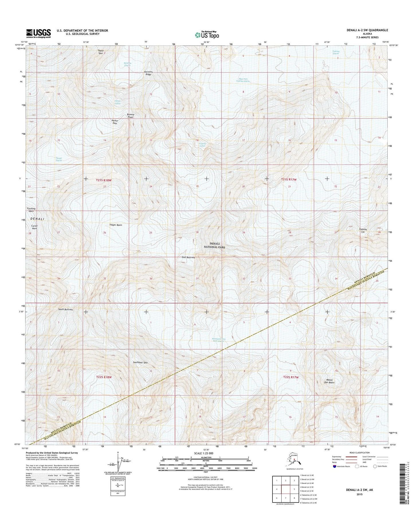 Denali A-2 SW Alaska US Topo Map Image