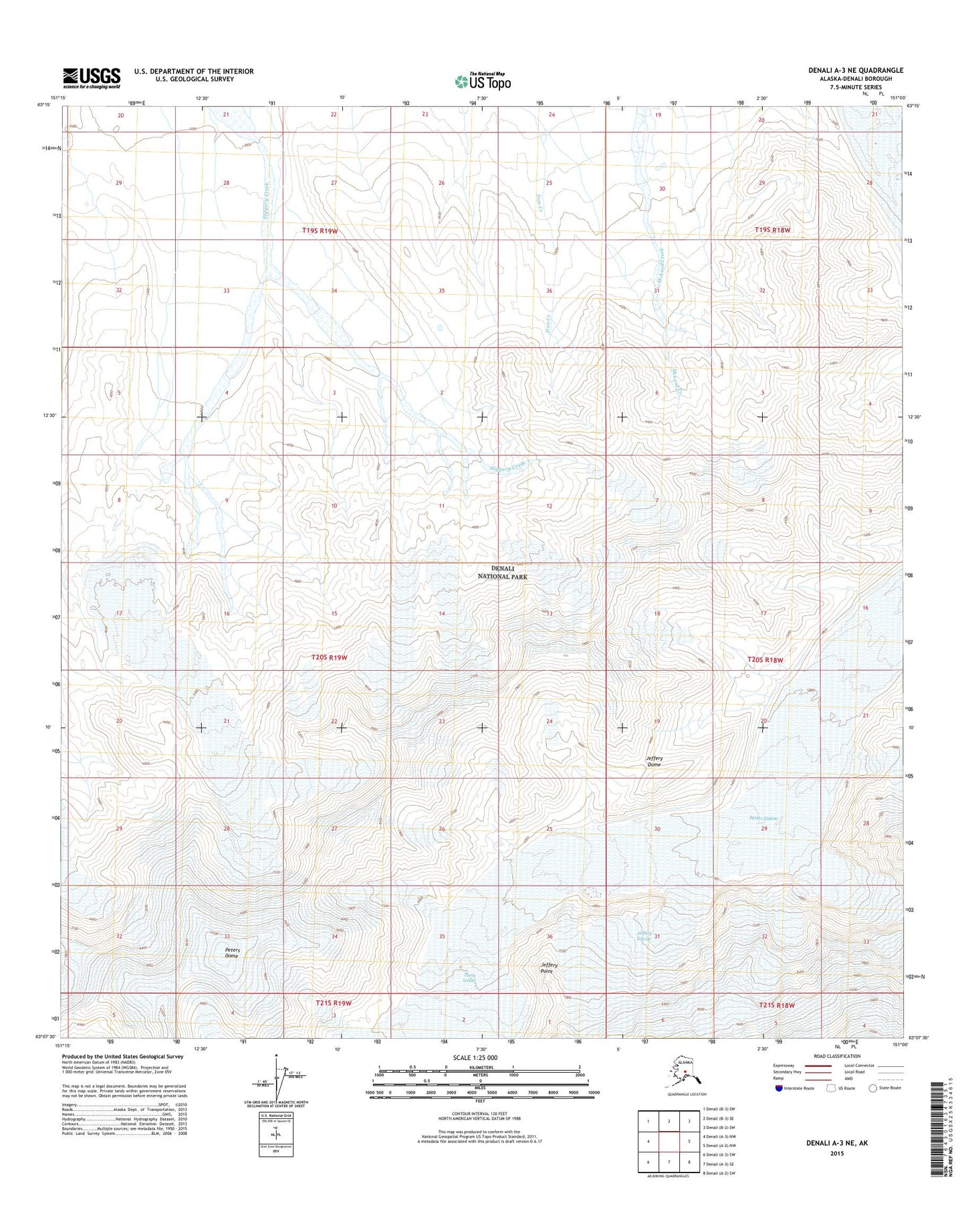 Denali A-3 NE Alaska US Topo Map Image