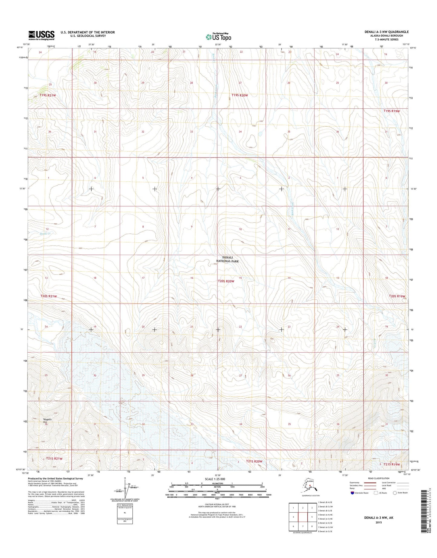 Denali A-3 NW Alaska US Topo Map Image