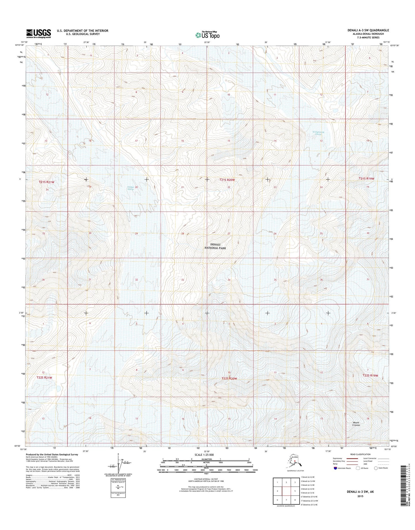 Denali A-3 SW Alaska US Topo Map Image