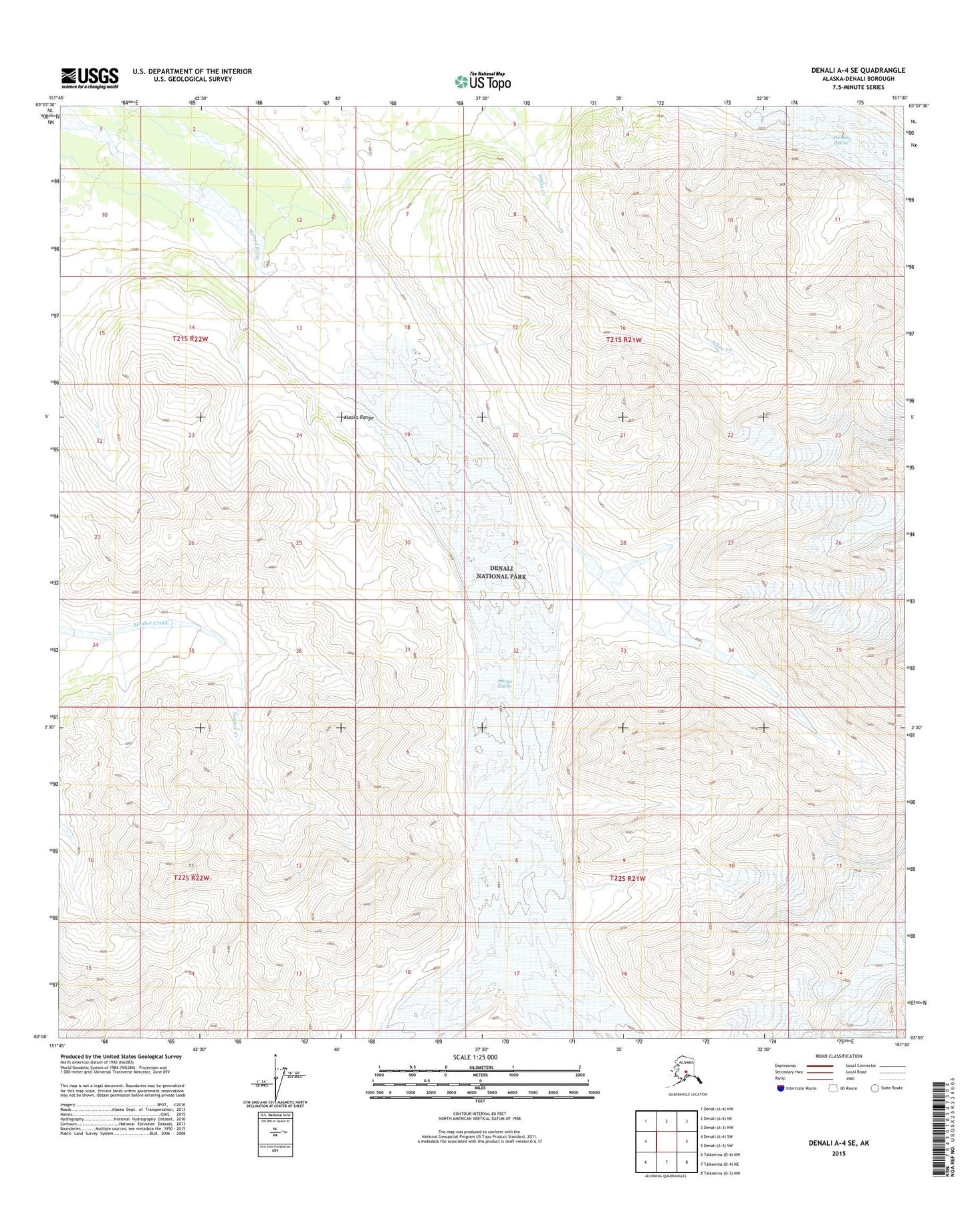 Denali A-4 SE Alaska US Topo Map Image