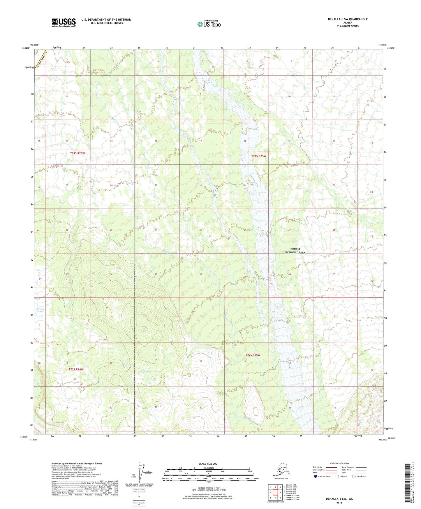 Denali A-5 SW Alaska US Topo Map Image