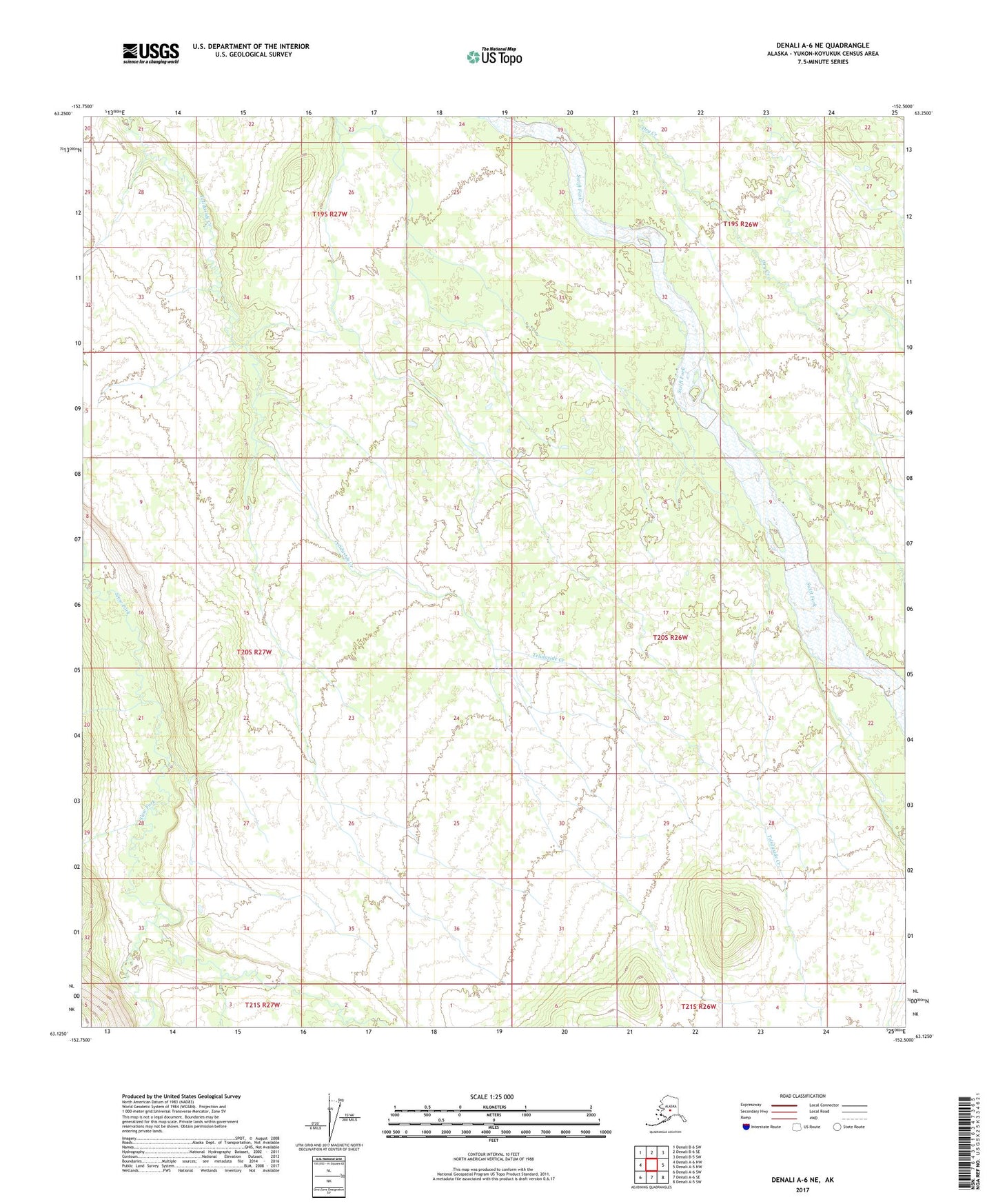 Denali A-6 NE Alaska US Topo Map Image