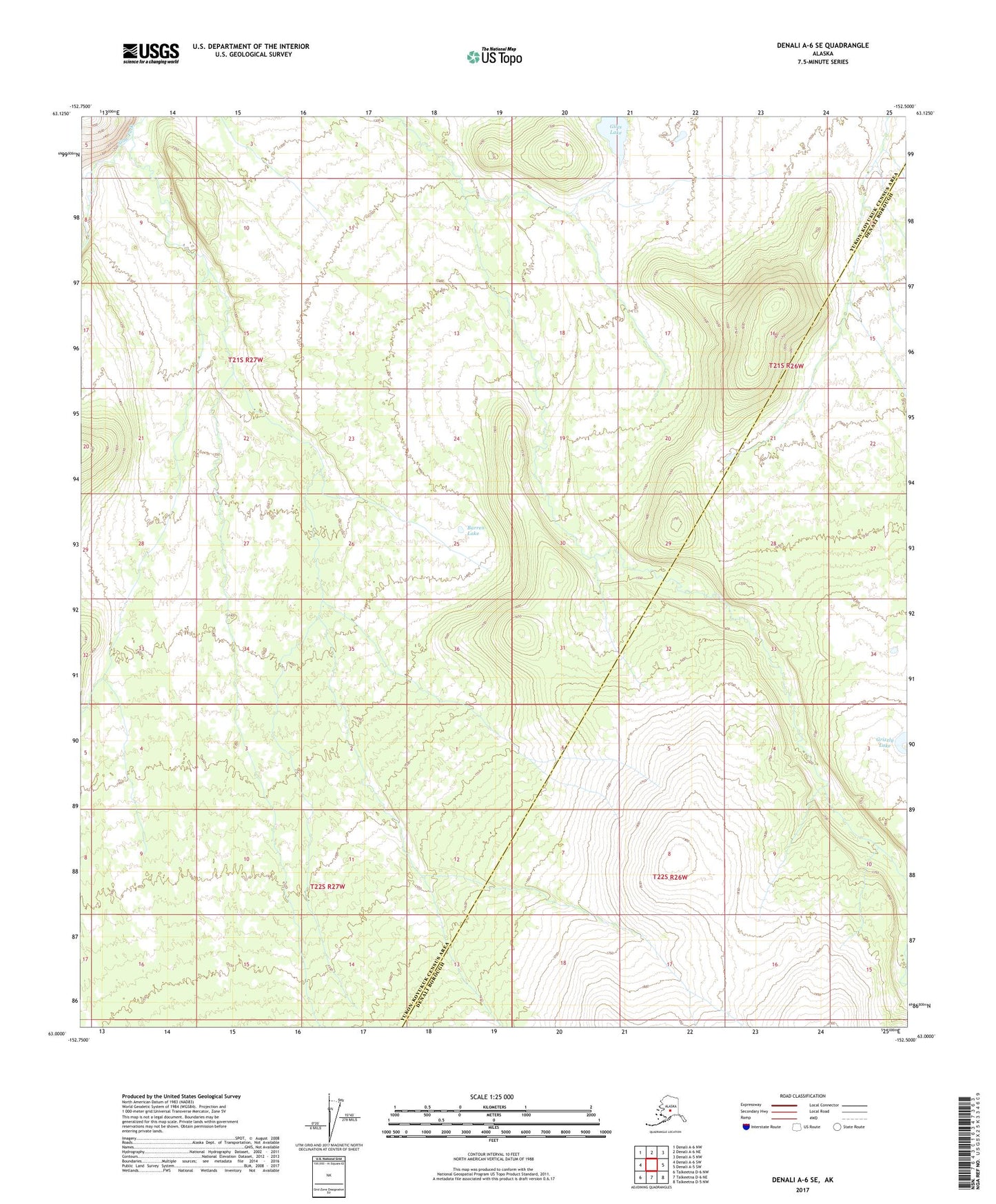 Denali A-6 SE Alaska US Topo Map Image