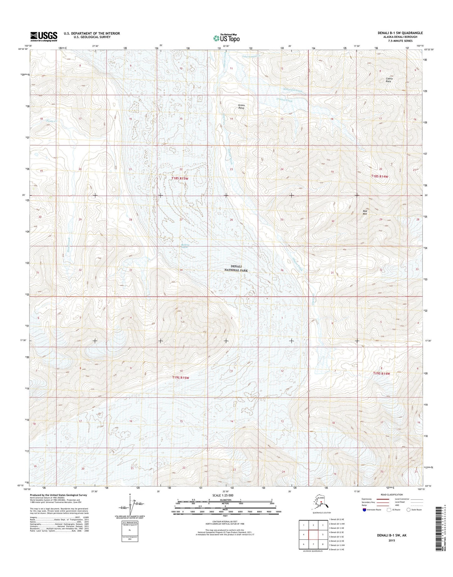 Denali B-1 SW Alaska US Topo Map Image