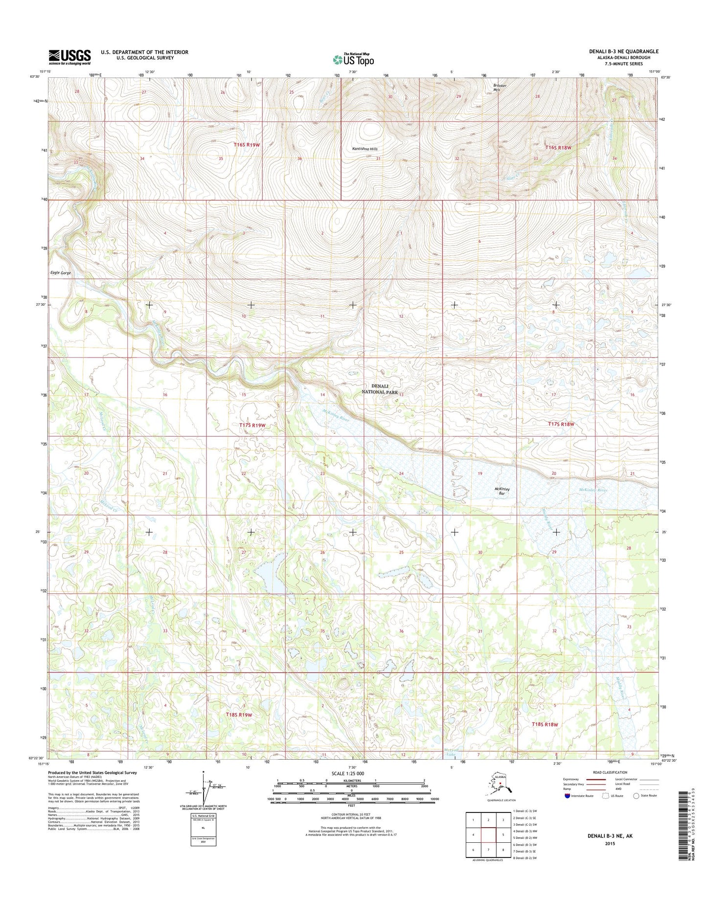 Denali B-3 NE Alaska US Topo Map Image