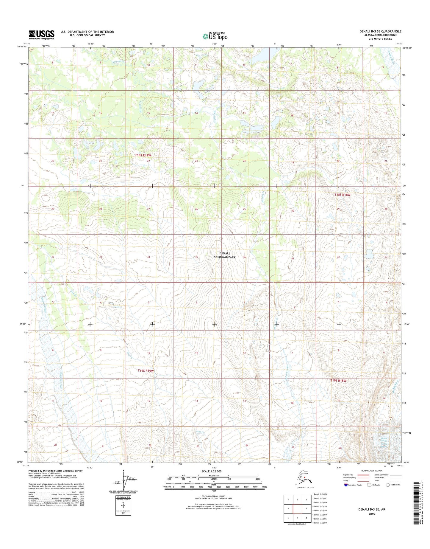 Denali B-3 SE Alaska US Topo Map Image