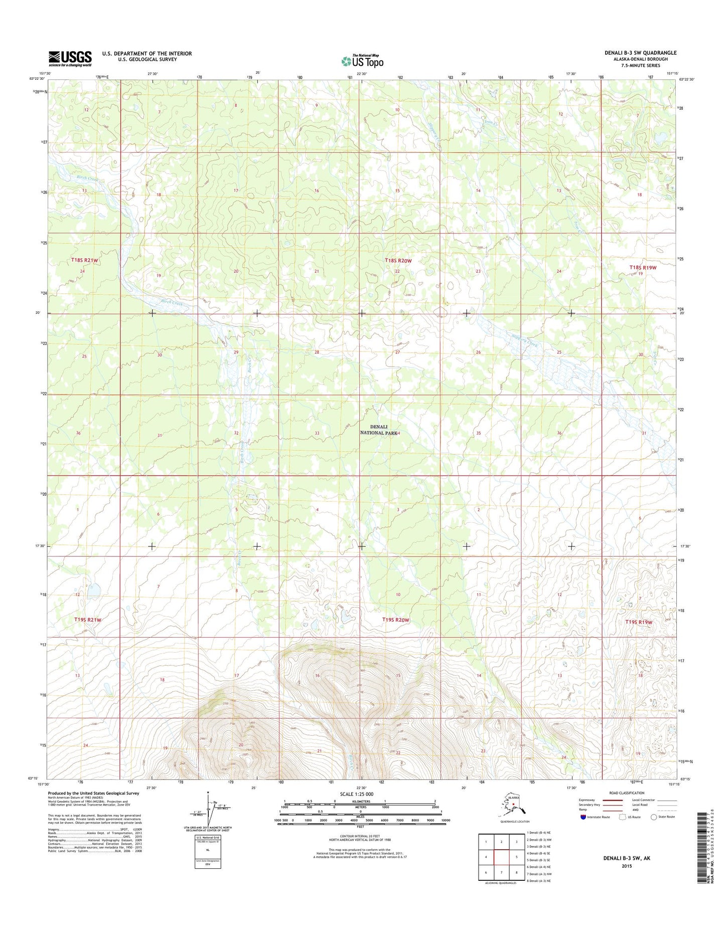 Denali B-3 SW Alaska US Topo Map Image