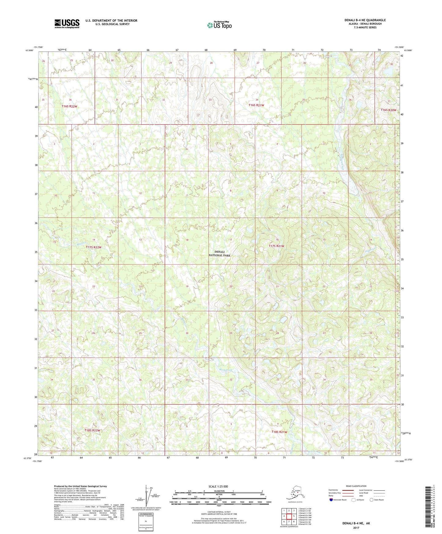 Denali B-4 NE Alaska US Topo Map Image