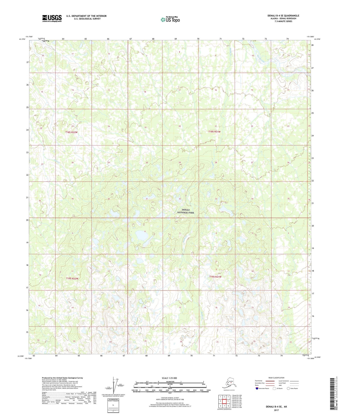Denali B-4 SE Alaska US Topo Map Image