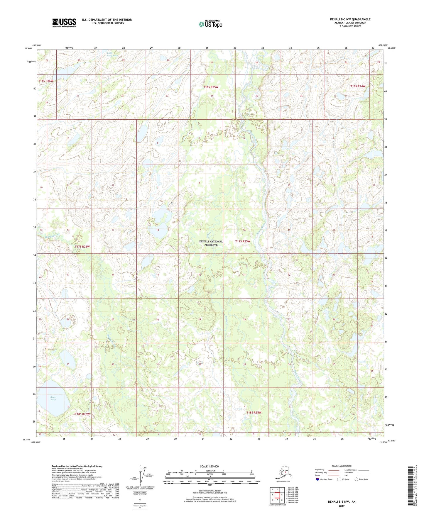 Denali B-5 NW Alaska US Topo Map Image