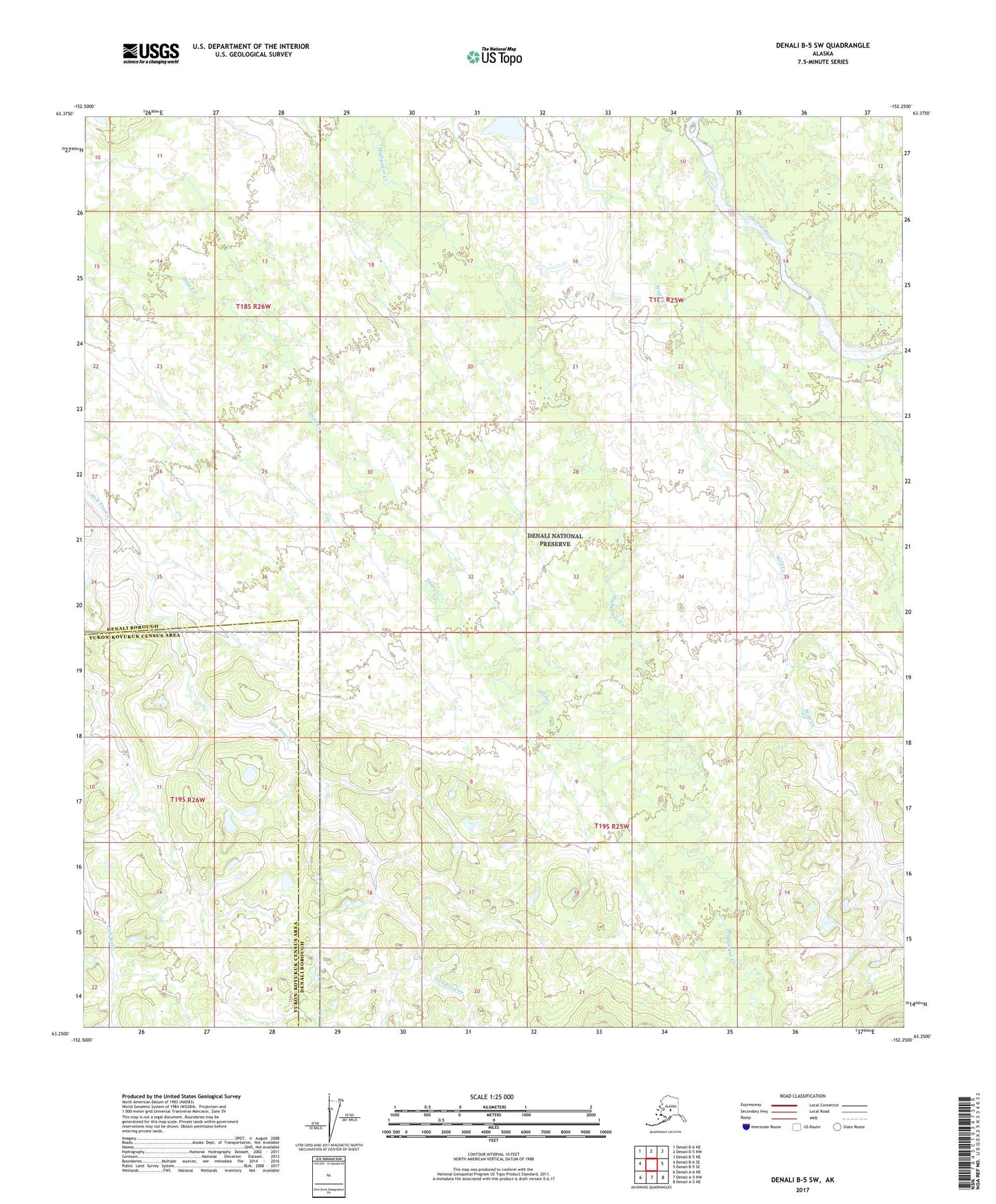 Denali B-5 SW Alaska US Topo Map Image