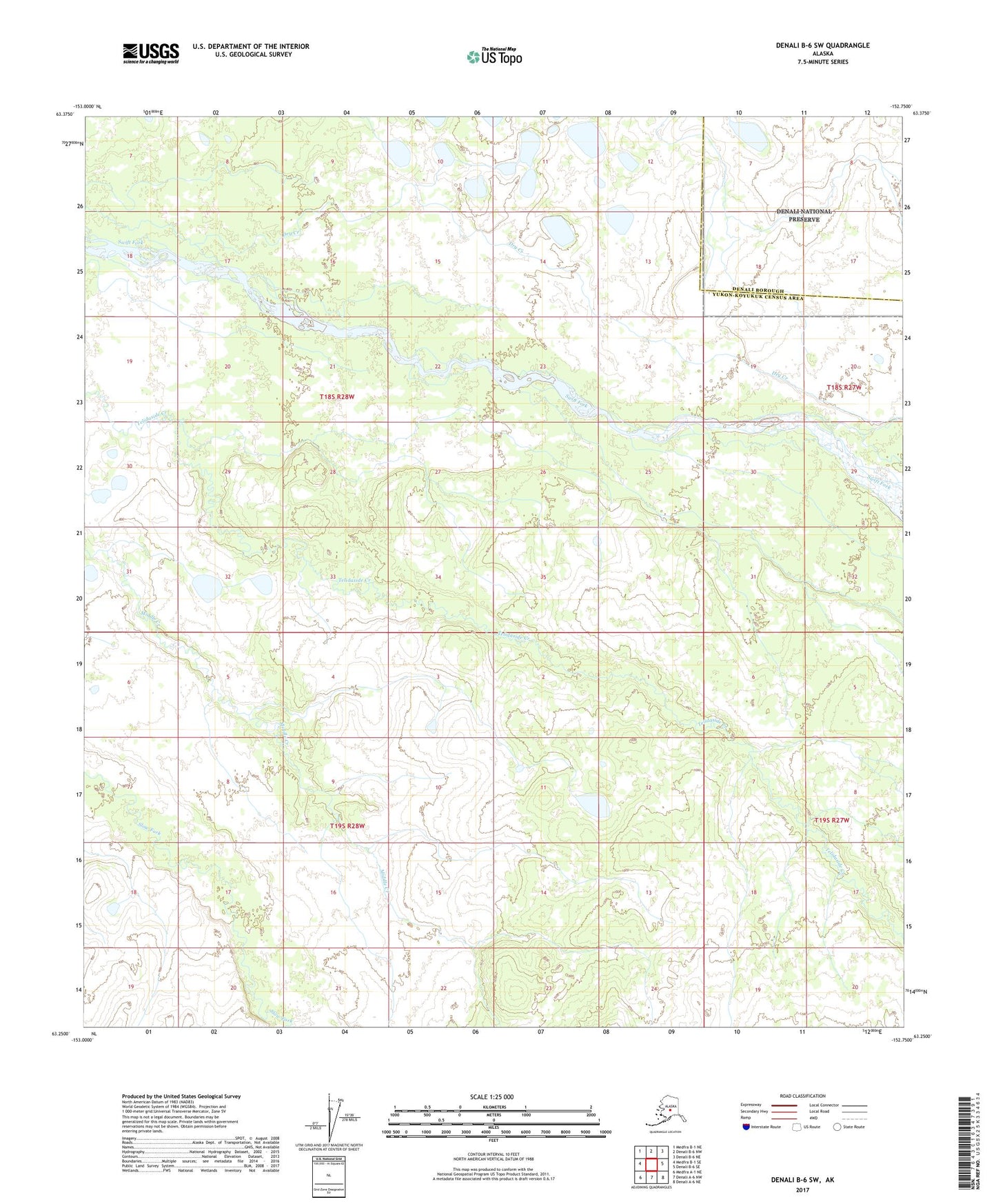 Denali B-6 SW Alaska US Topo Map Image