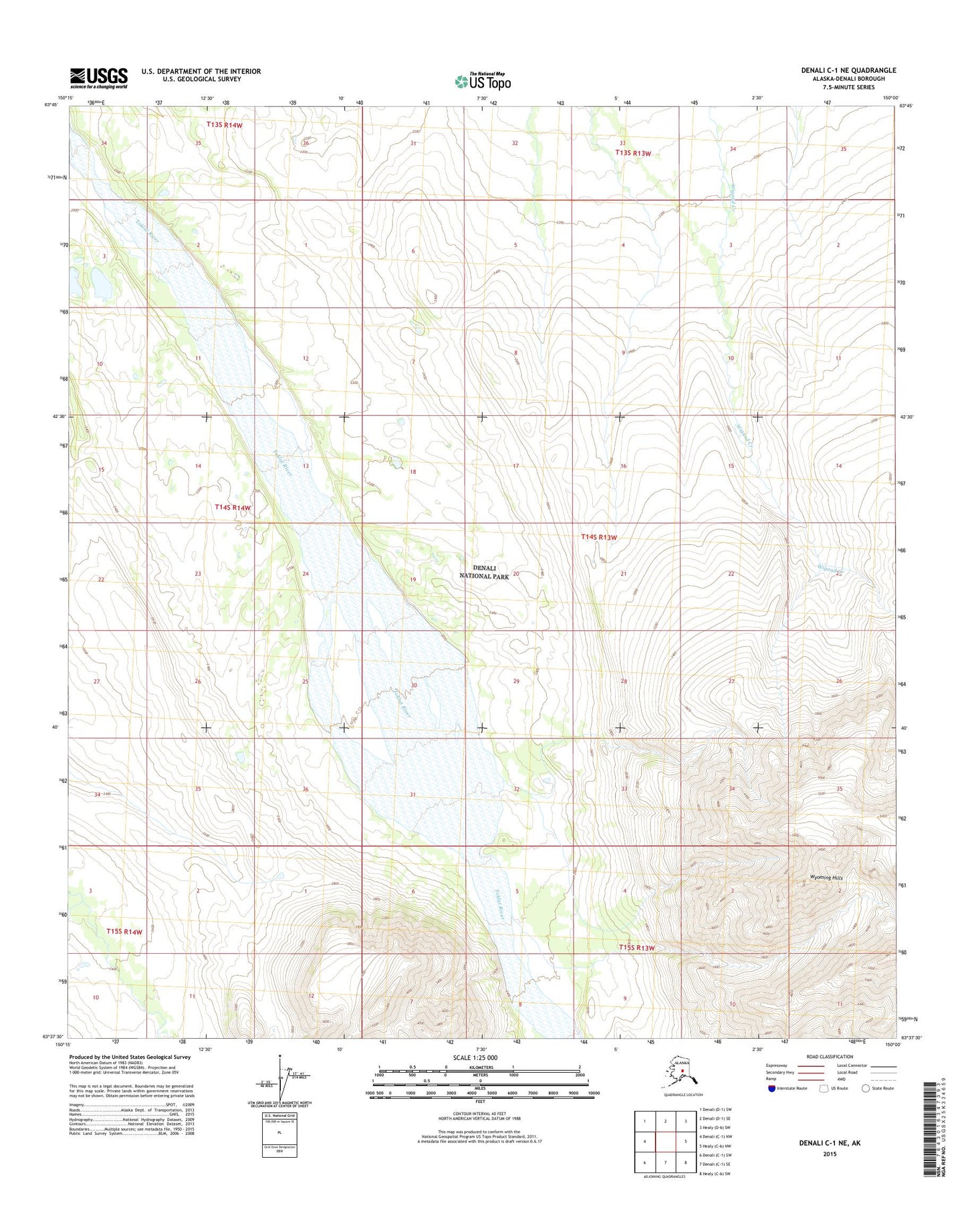 Denali C-1 NE Alaska US Topo Map Image