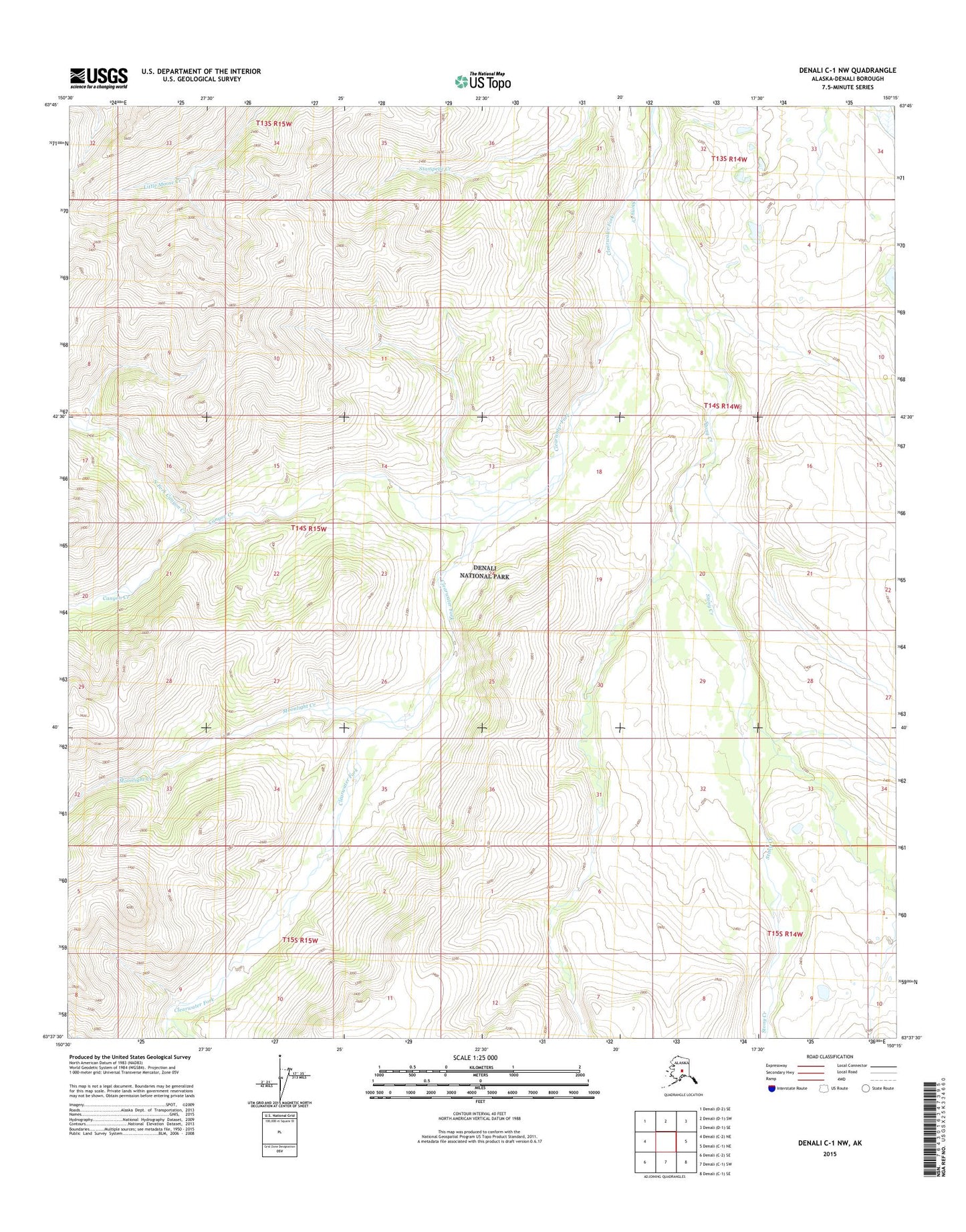 Denali C-1 NW Alaska US Topo Map Image
