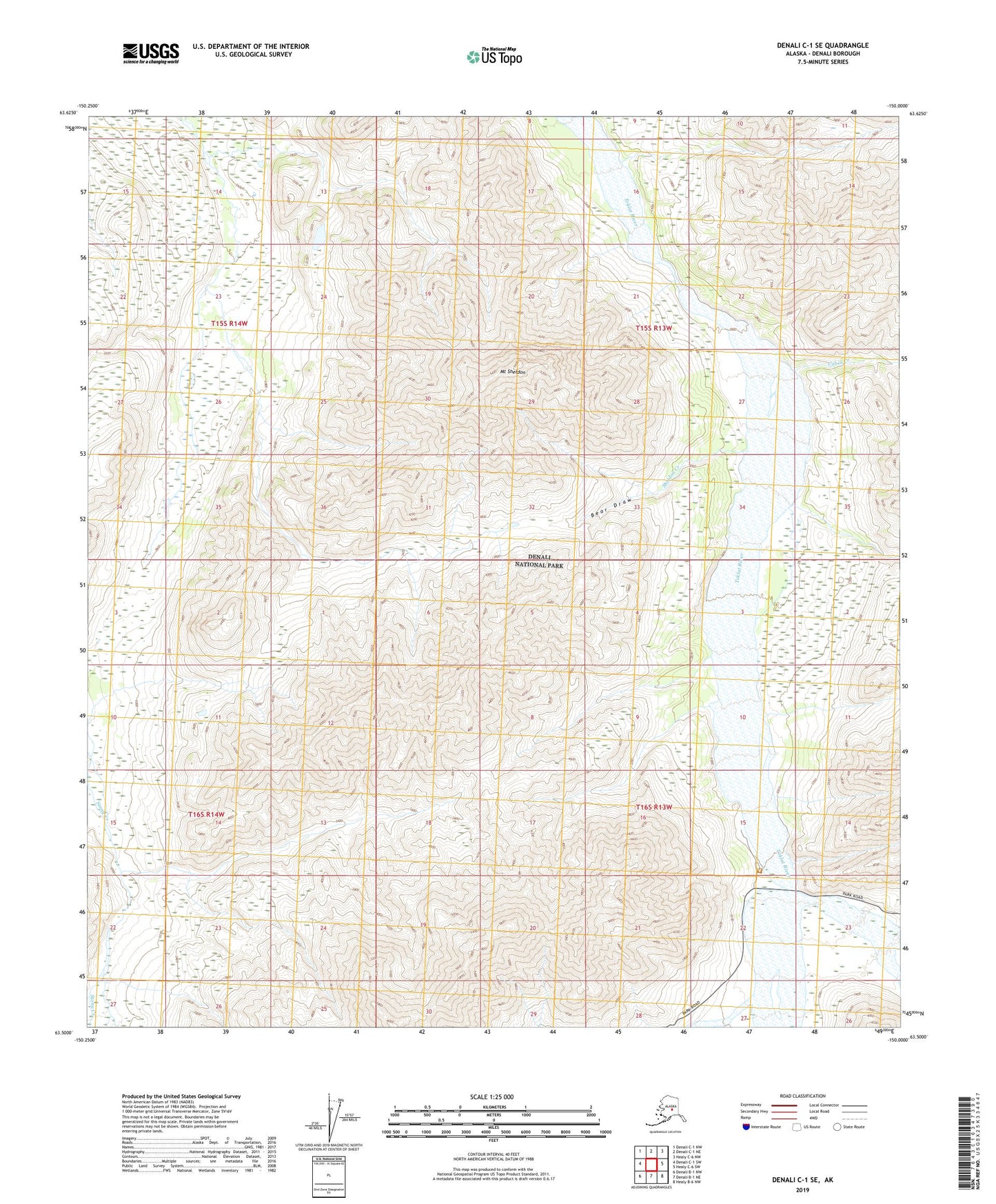 Denali C-1 SE Alaska US Topo Map Image