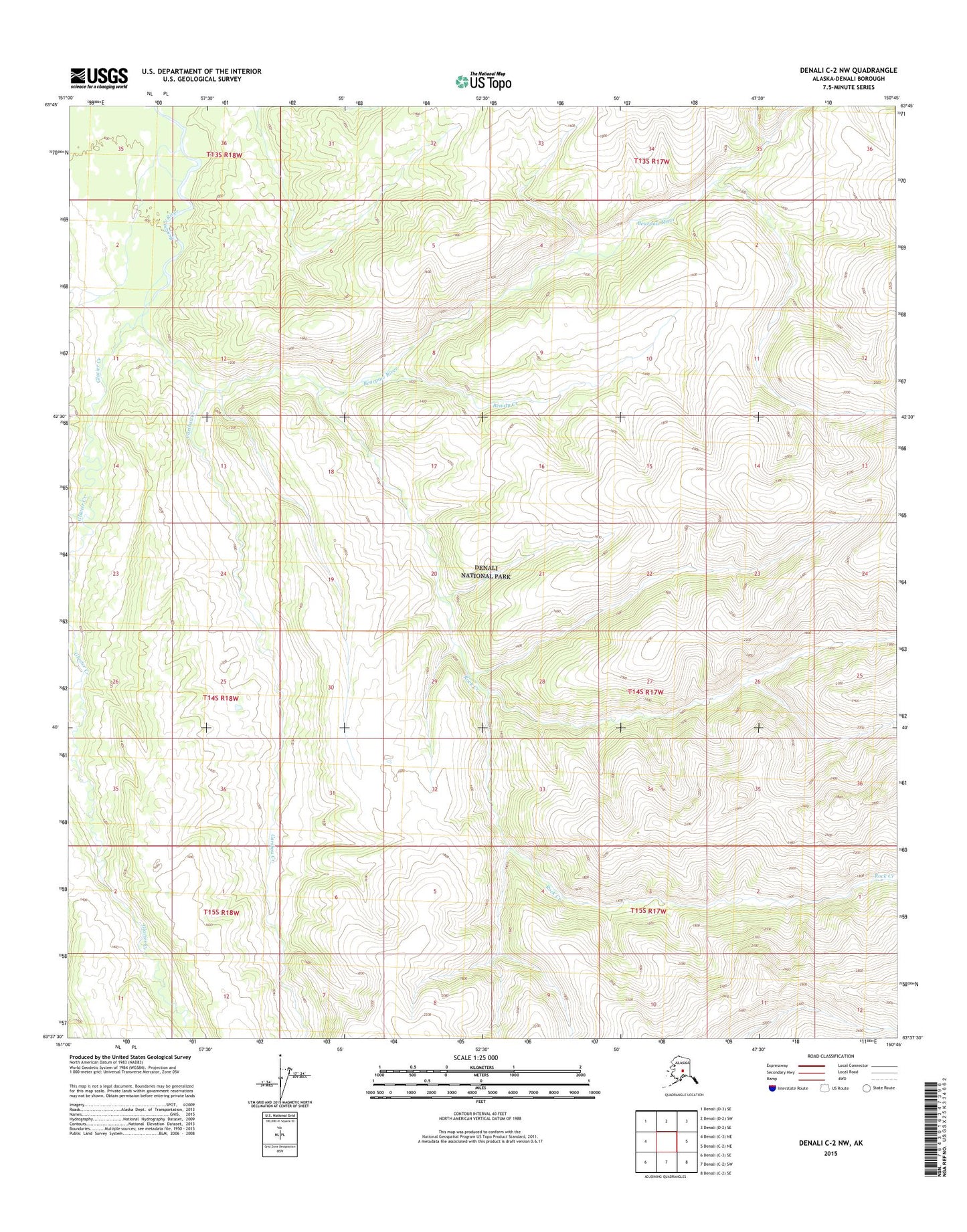Denali C-2 NW Alaska US Topo Map Image