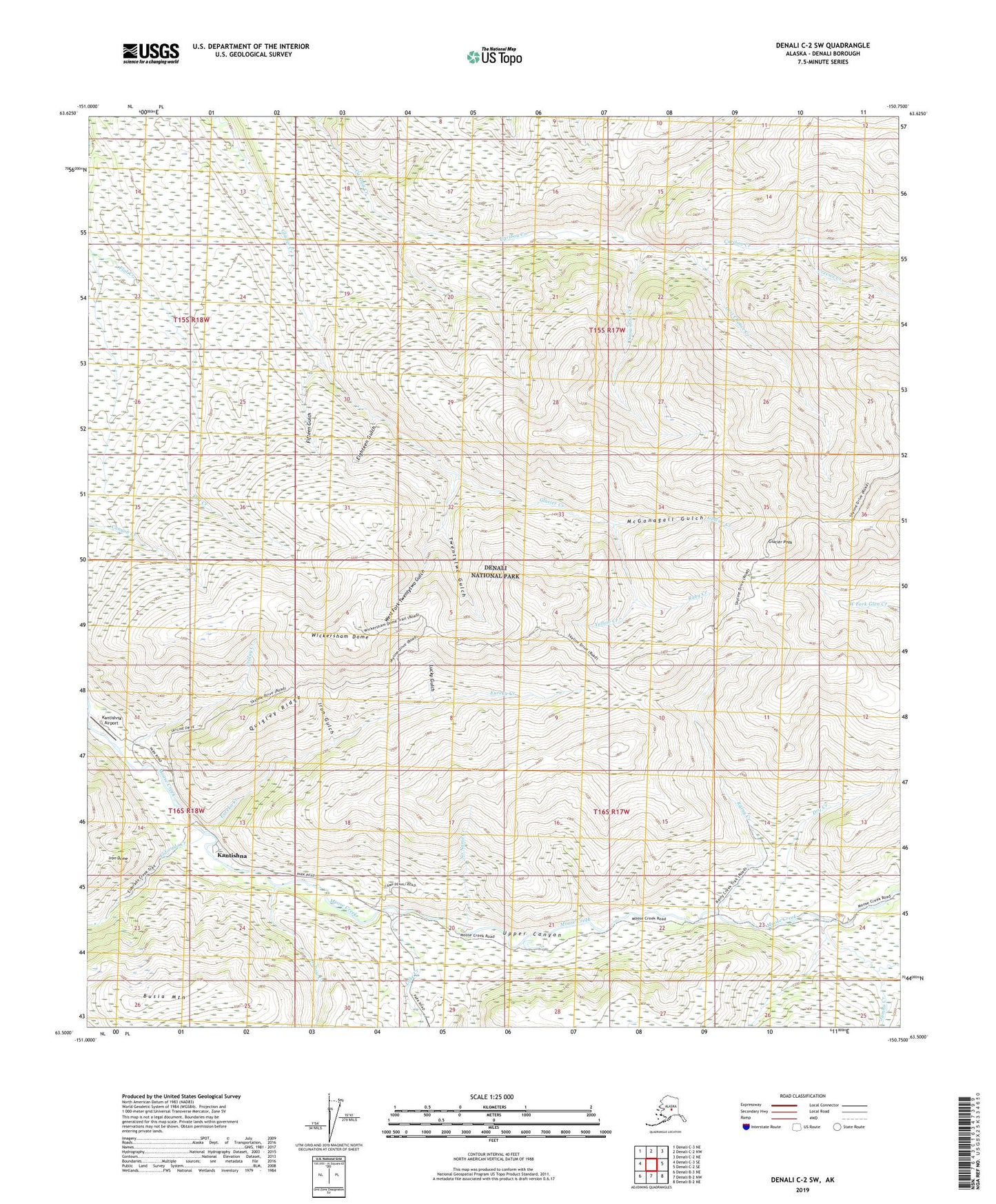 Denali C-2 SW Alaska US Topo Map Image