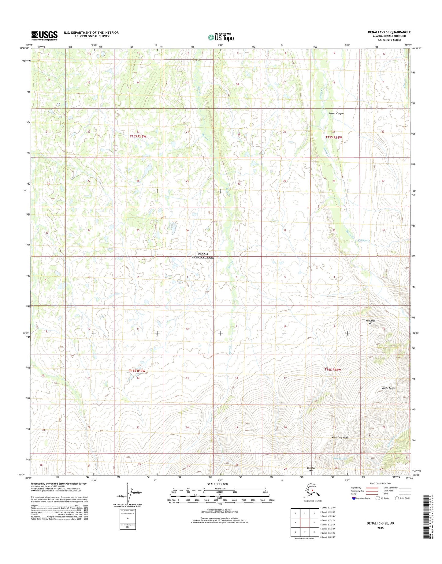 Denali C-3 SE Alaska US Topo Map Image