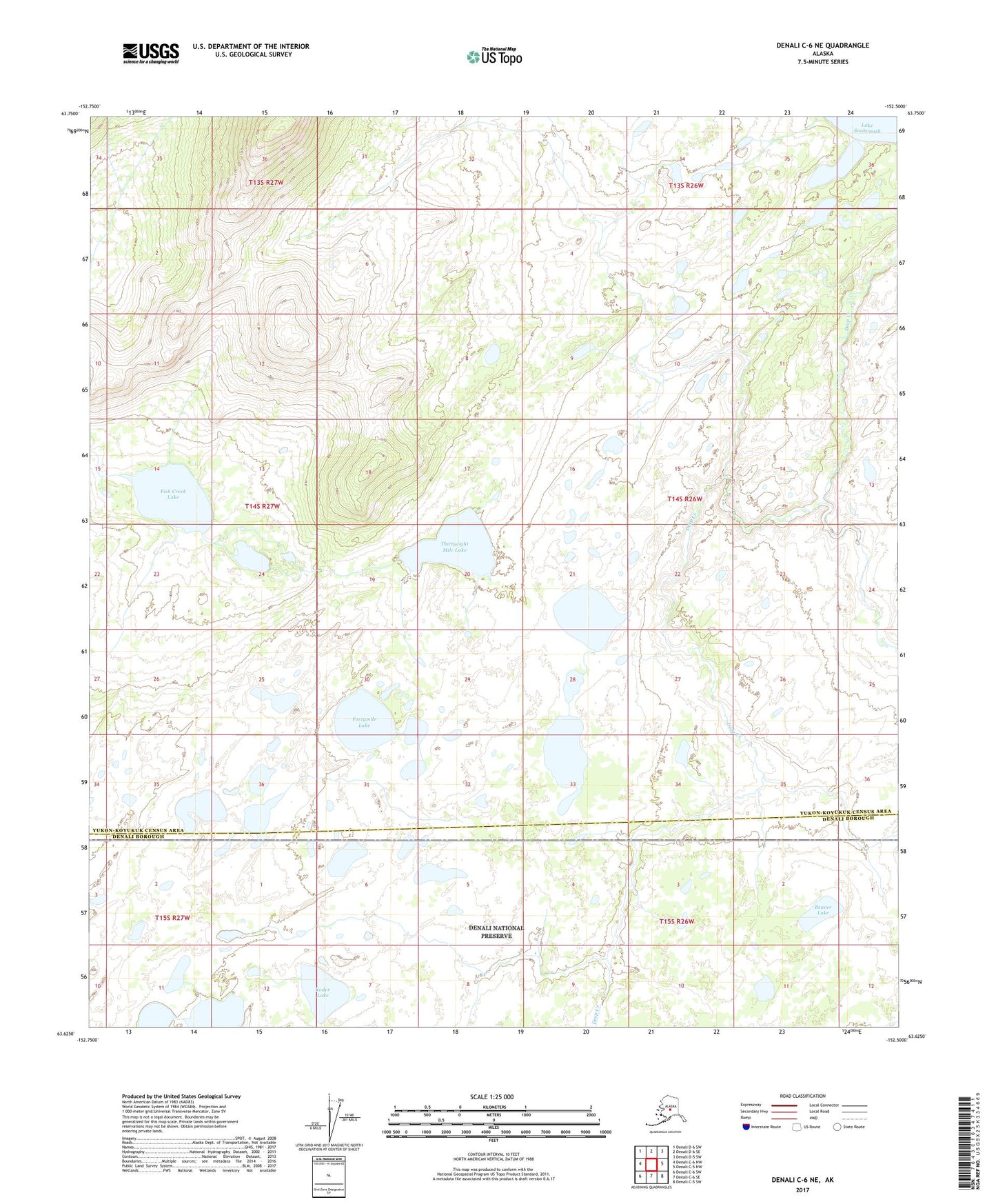 Denali C-6 NE Alaska US Topo Map Image