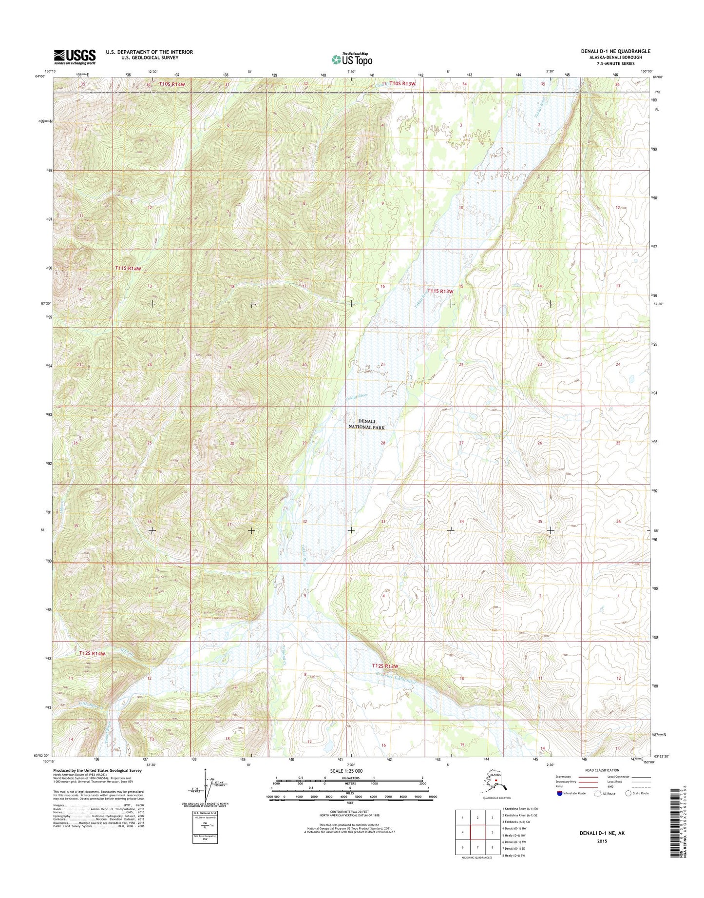Denali D-1 NE Alaska US Topo Map Image